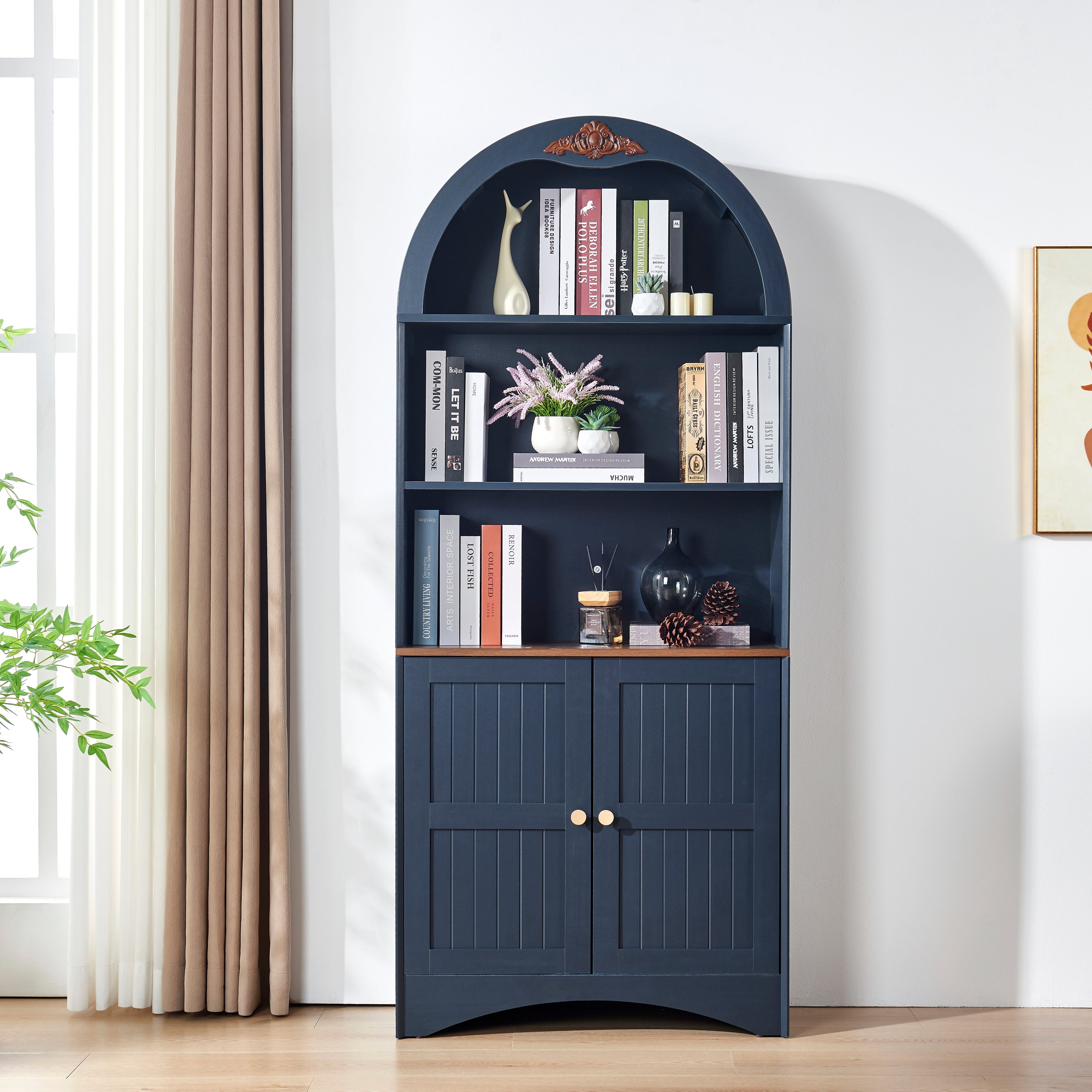 Storage Cabinet with Adjustable Shelves, 30.4 in, Blue, 11.81 in Deep