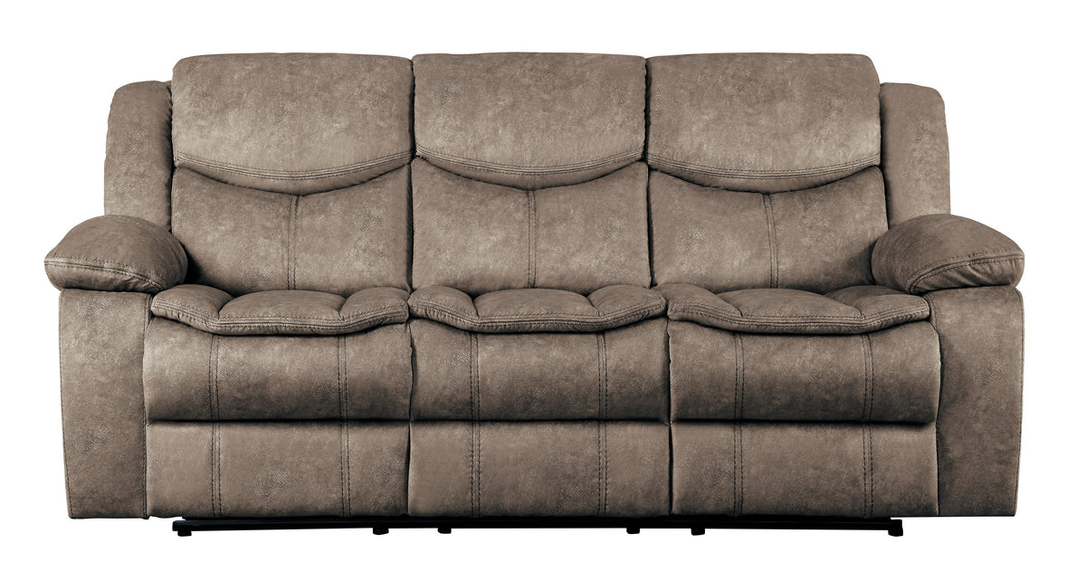 Brown Microfiber Reclining Sofa, 87.5 in Wide