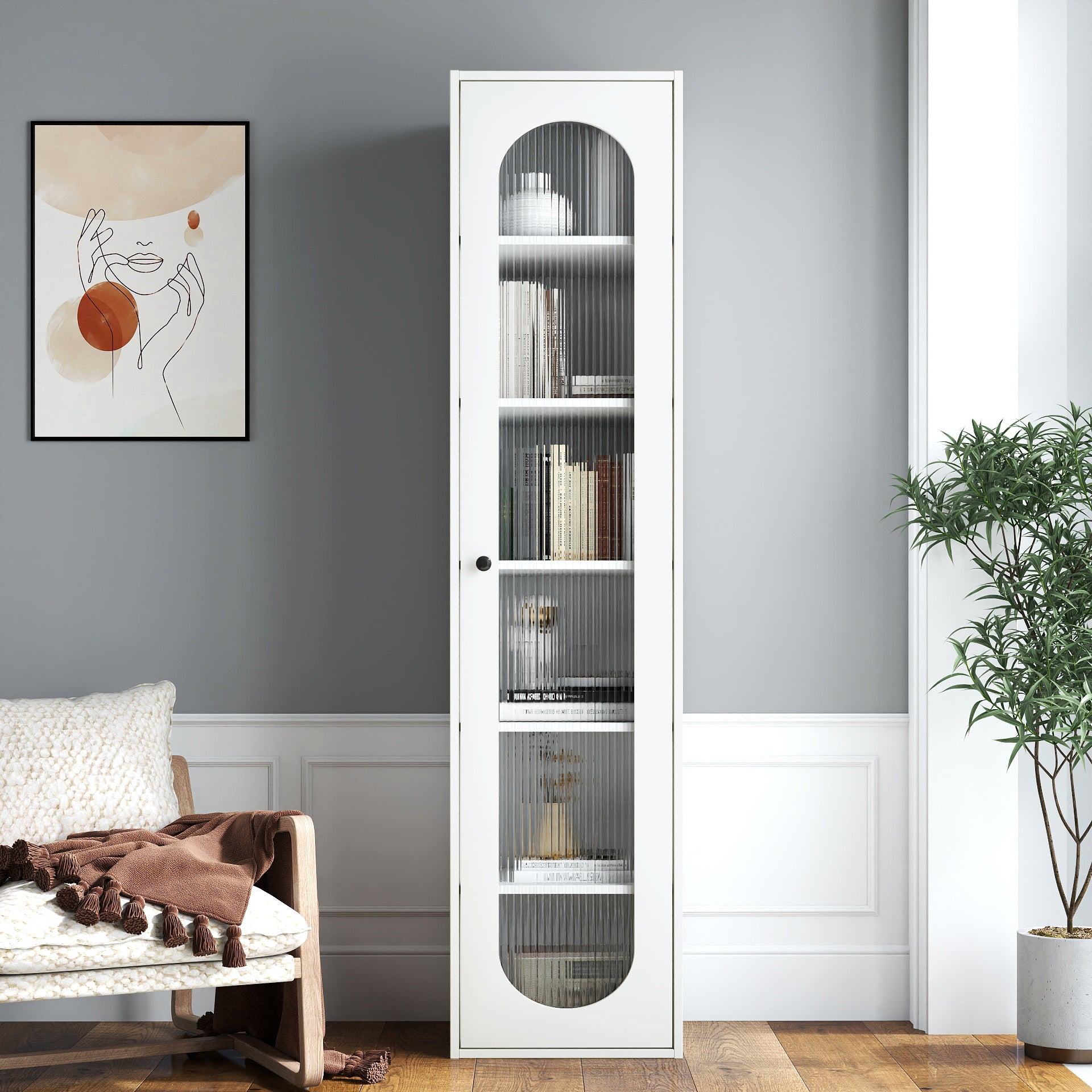 Storage Cabinet, 15.8 in, White, 13.78 in Deep