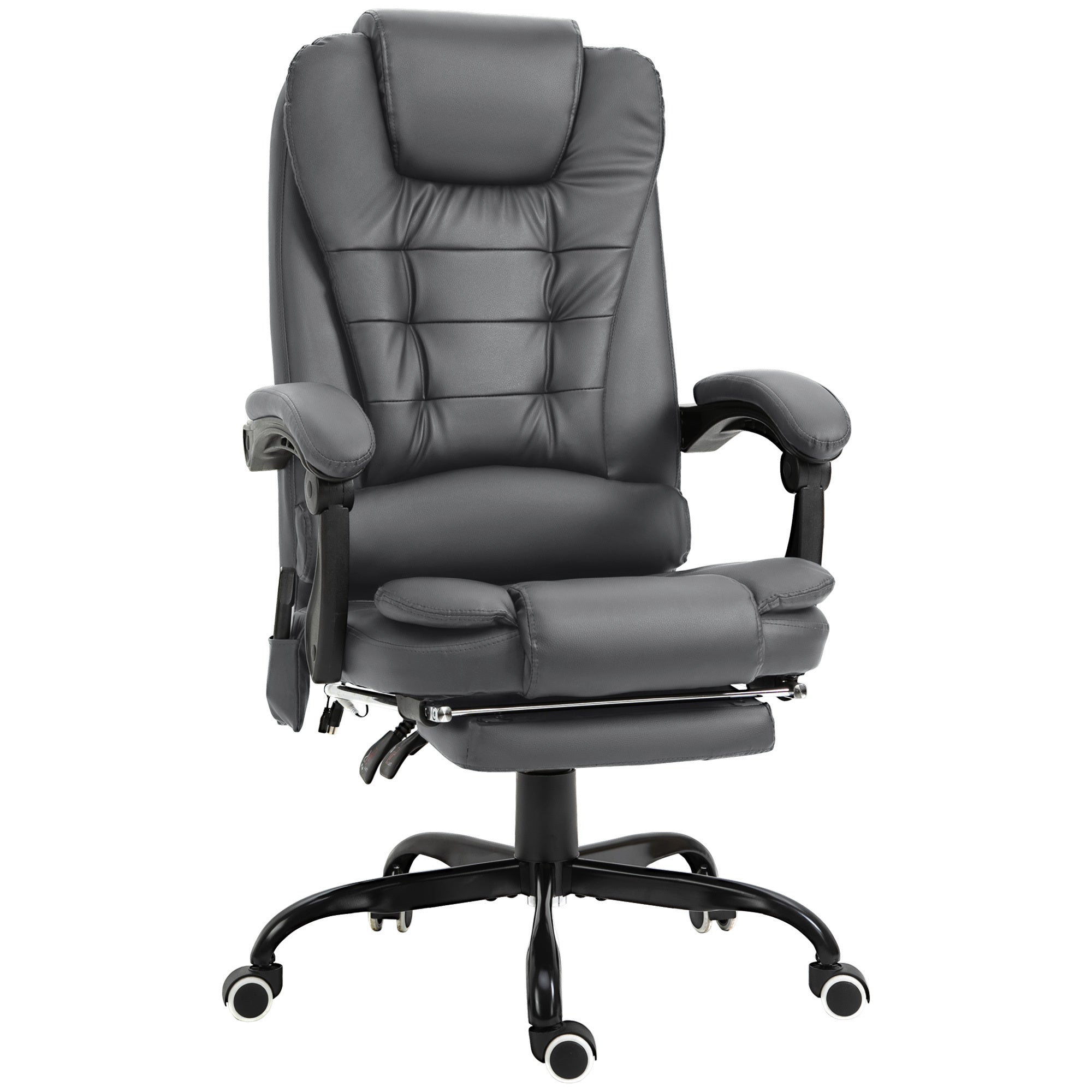Massage Lumbar Support Office Chair, 26.5 in, Grey