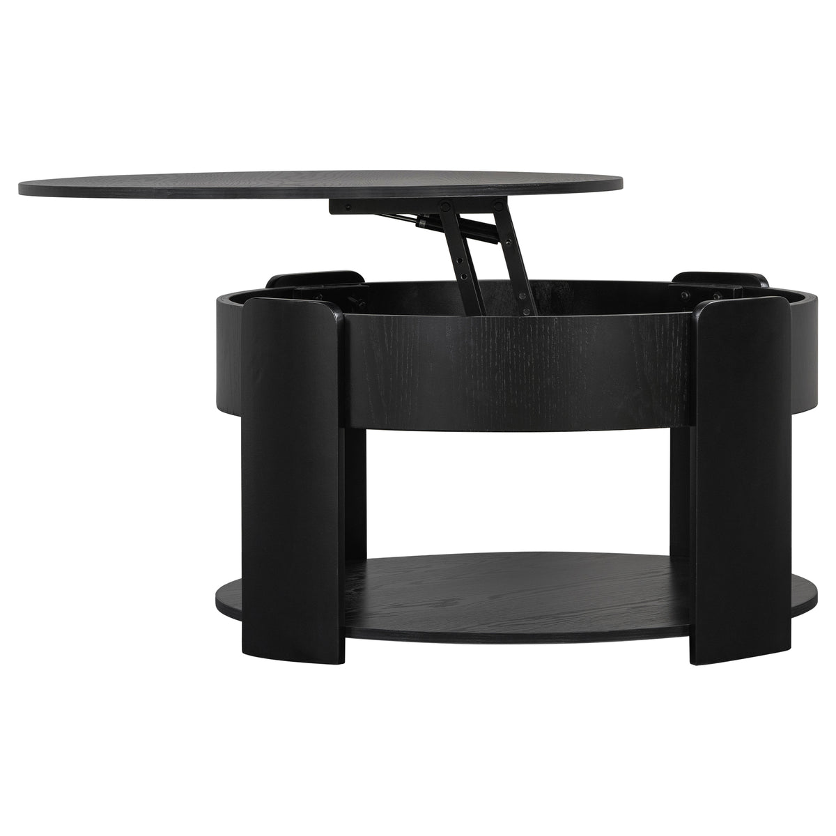 Black Round Lift-Top Coffee Table, 32.5 in