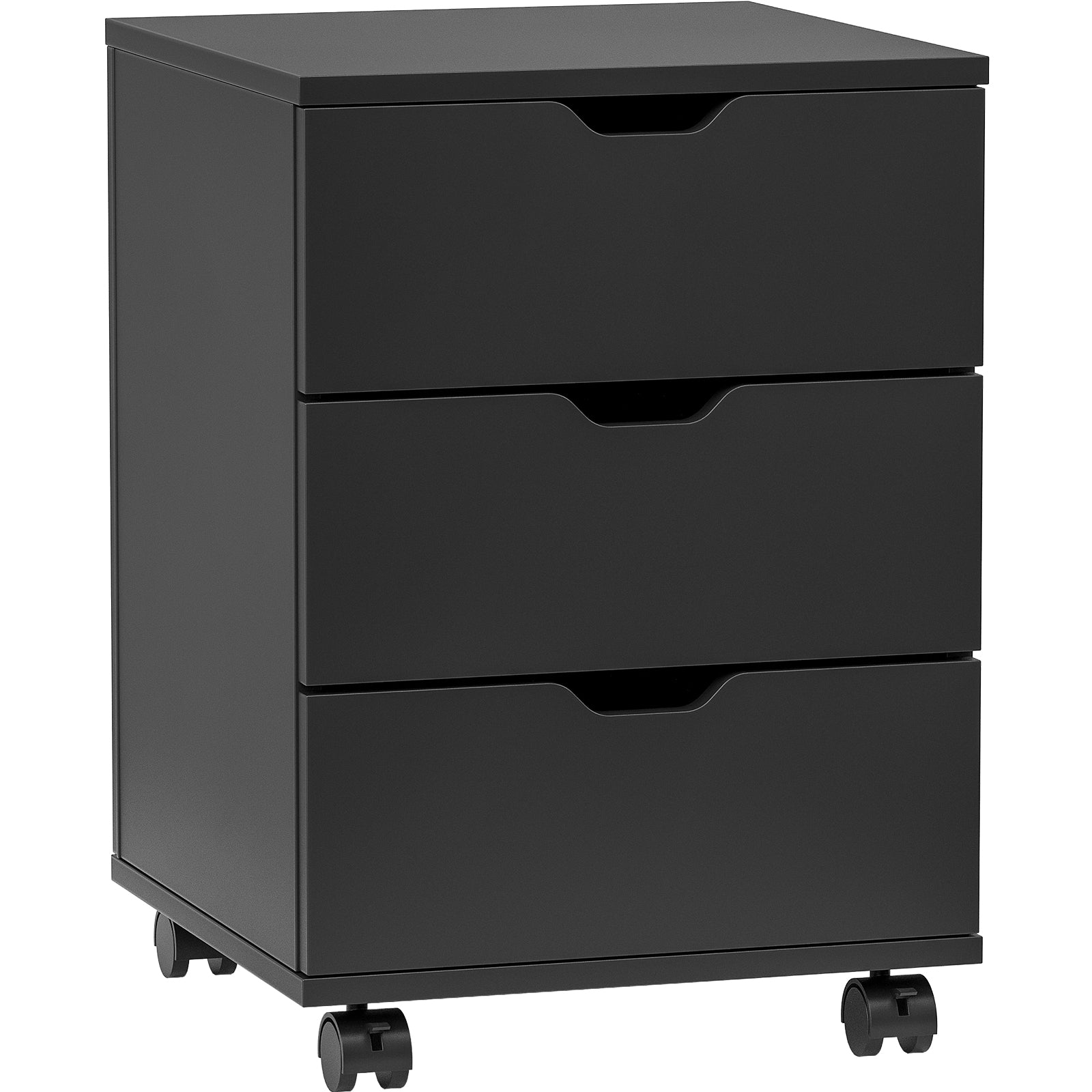 Vertical Rolling File Cabinet with Drawers and Lock, 15.7 in, Black