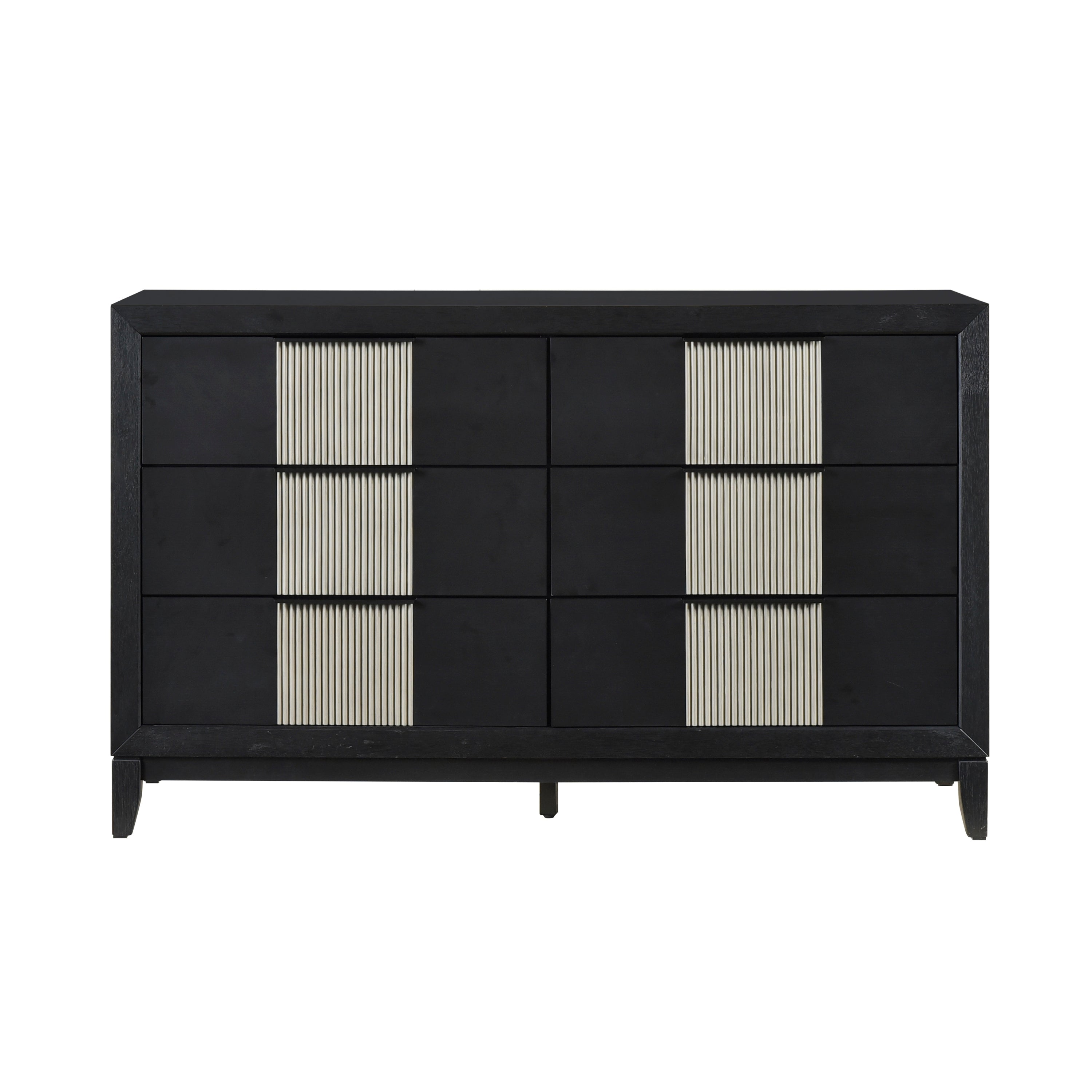 6-Drawer Dresser with Reeded Fronts, Charcoal and Gray