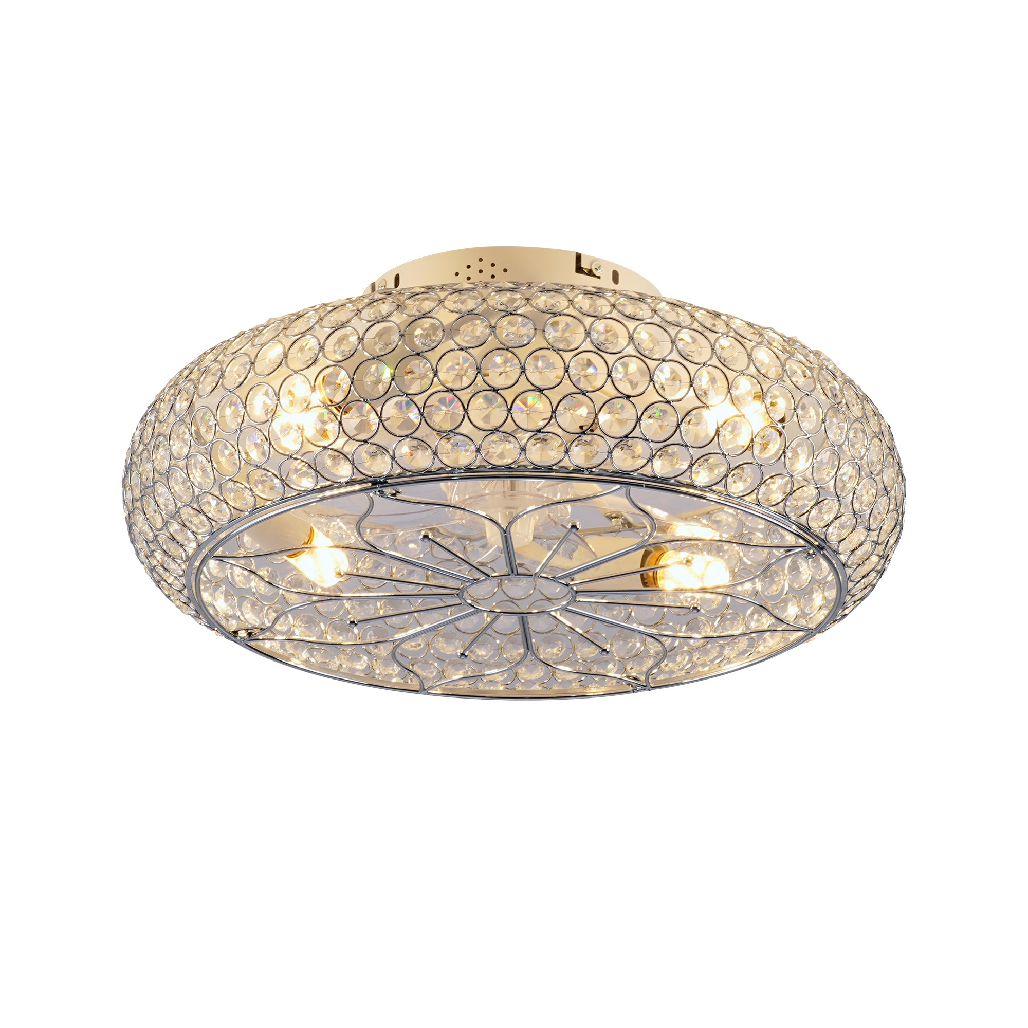 Chandelier Ceiling Fan, Crystal 26-Light, Chrome