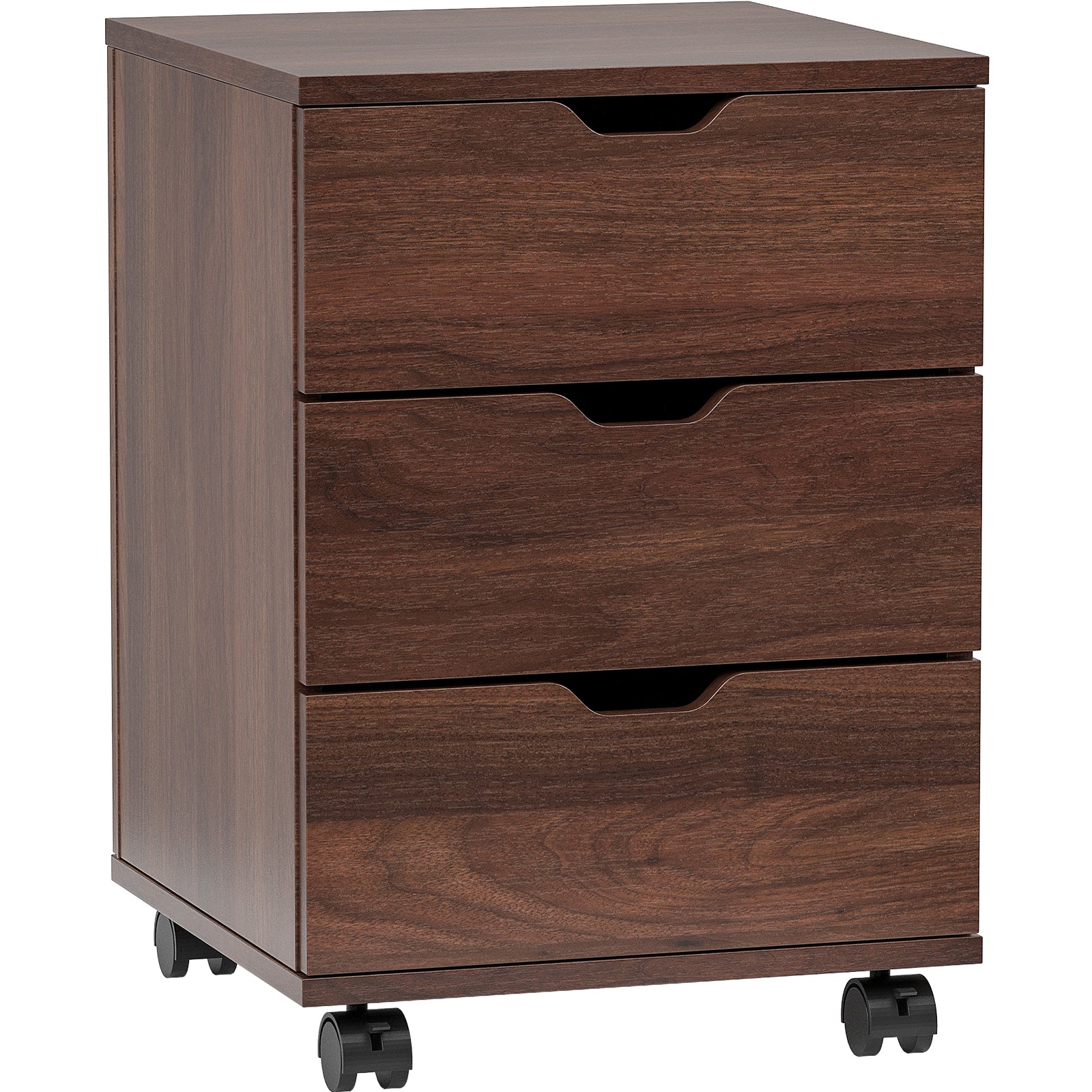 Vertical Rolling File Cabinet with Drawers and Lock, 15.7 in, Brown