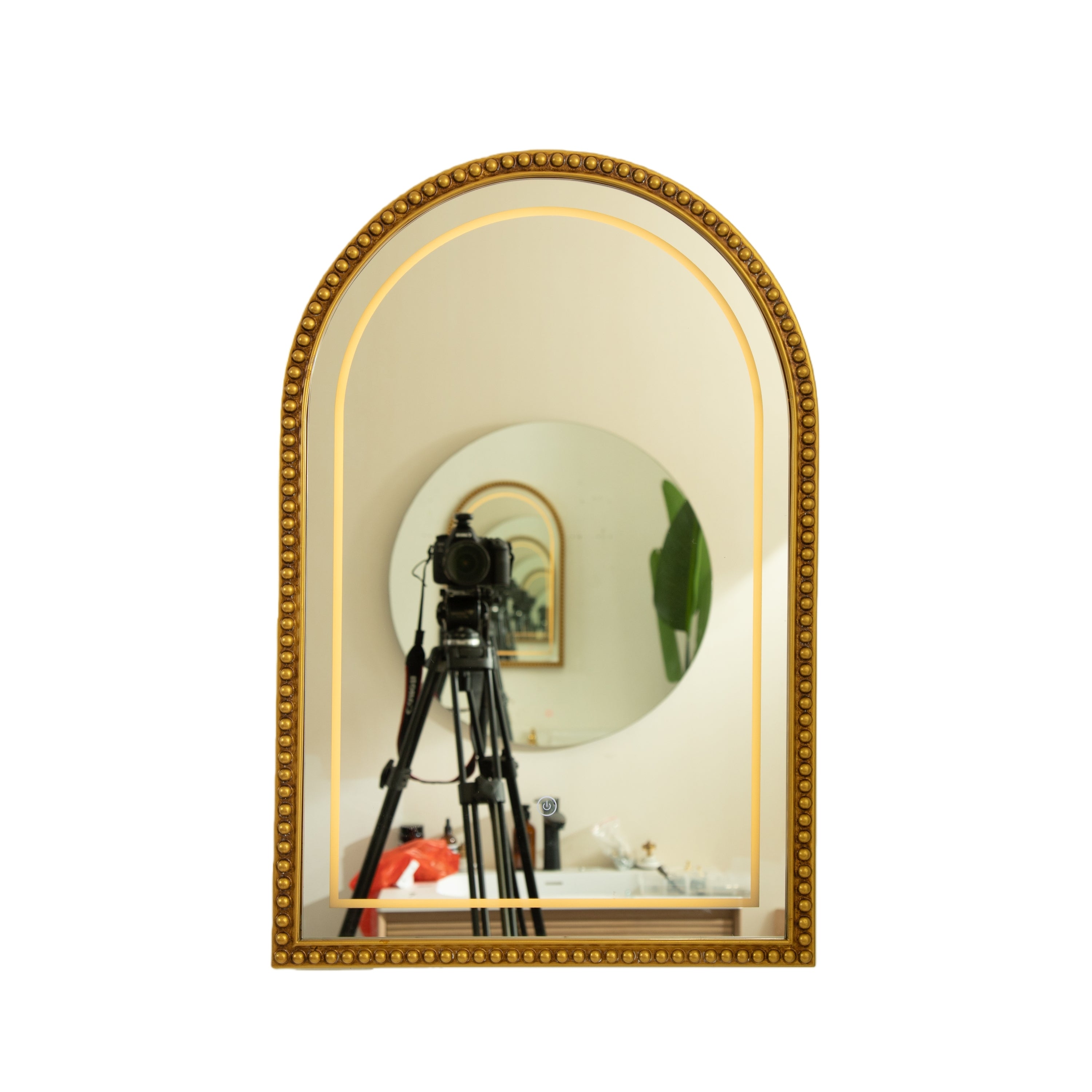 20 in Arched Vanity Mirror with Touch Light Ring