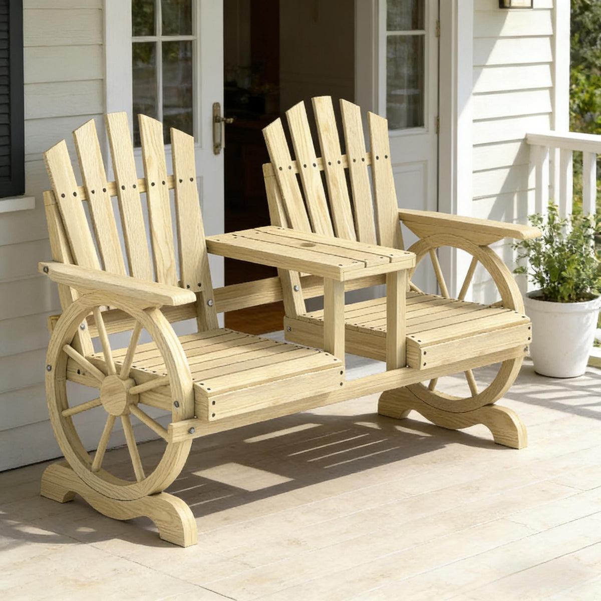 Natural Solid Wood Outdoor Bench