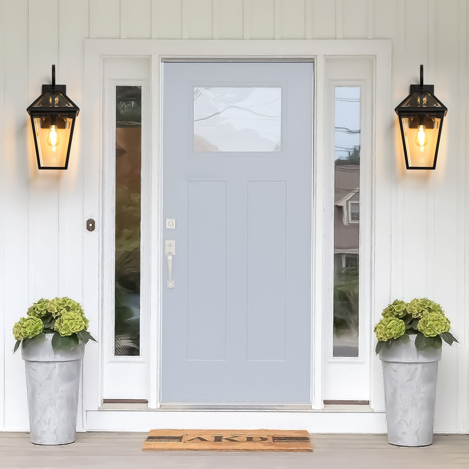 Outdoor Wall Light with Glass Shade, Black
