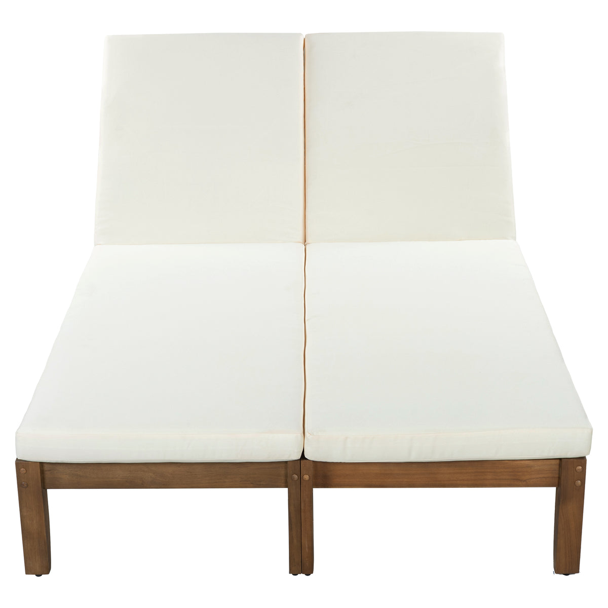 Walnut Finish Solid Wood Outdoor Double Lounge Chair with Cushions