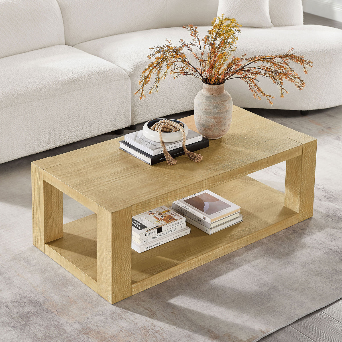 Natural Rectangular Coffee Table, 48 in