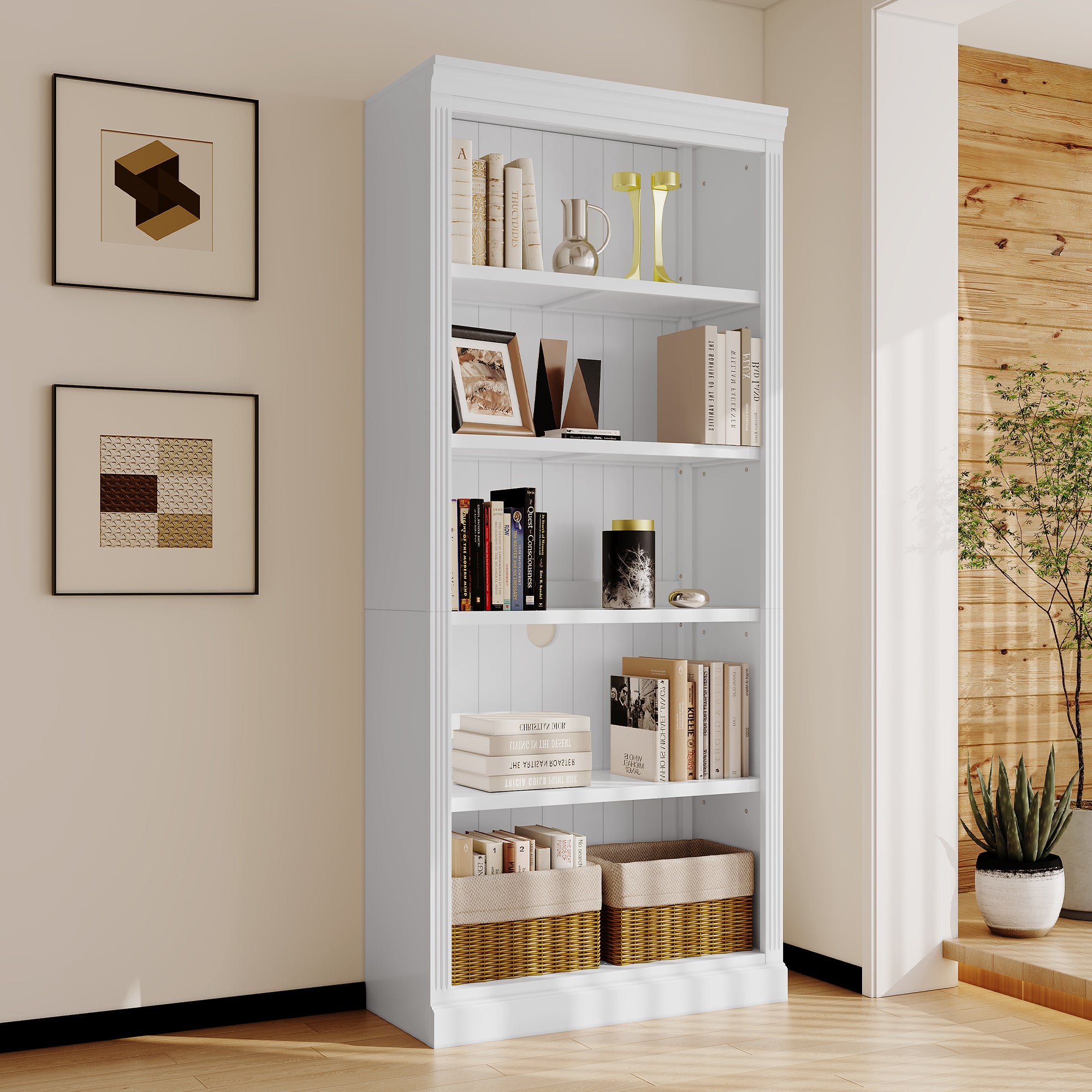 Bookcase with Adjustable Shelves, 35.8 in, White