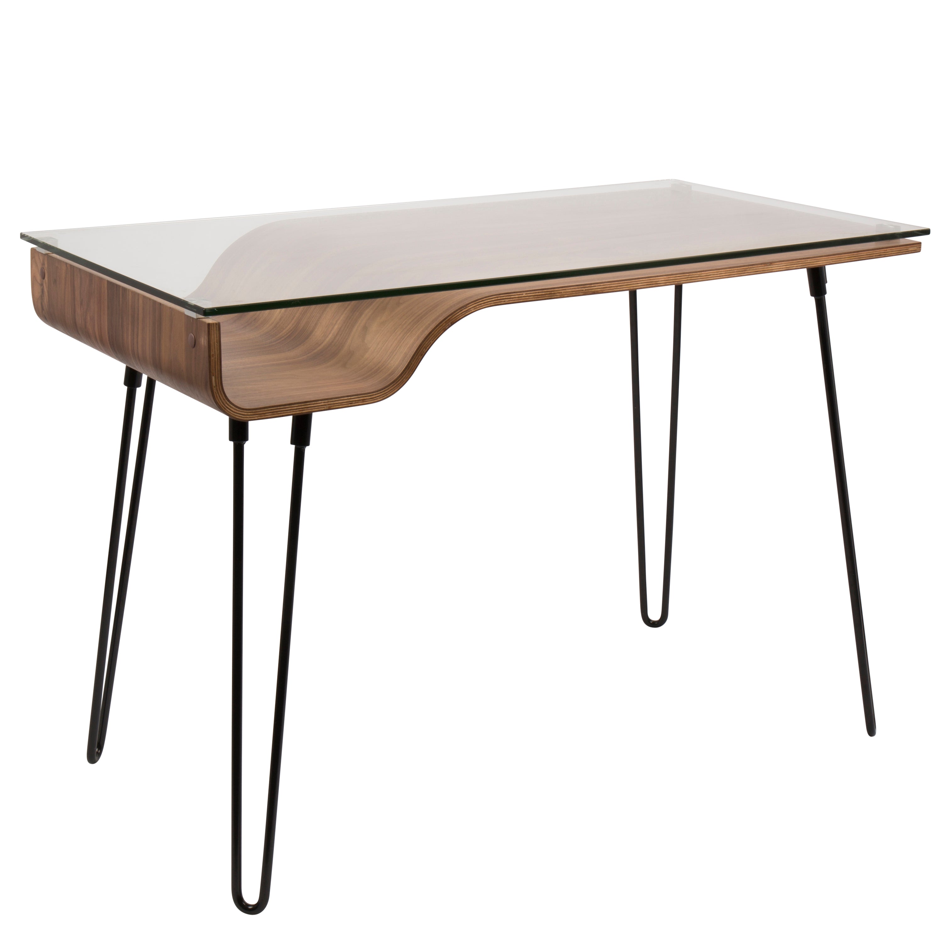 Mid Century Modern Office Desk, 44.5 in, Walnut
