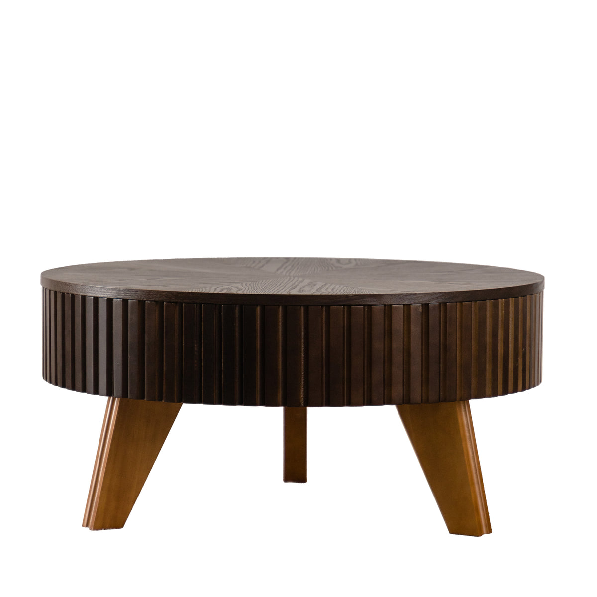 Brown Round Coffee Table with Storage, 31.5 in