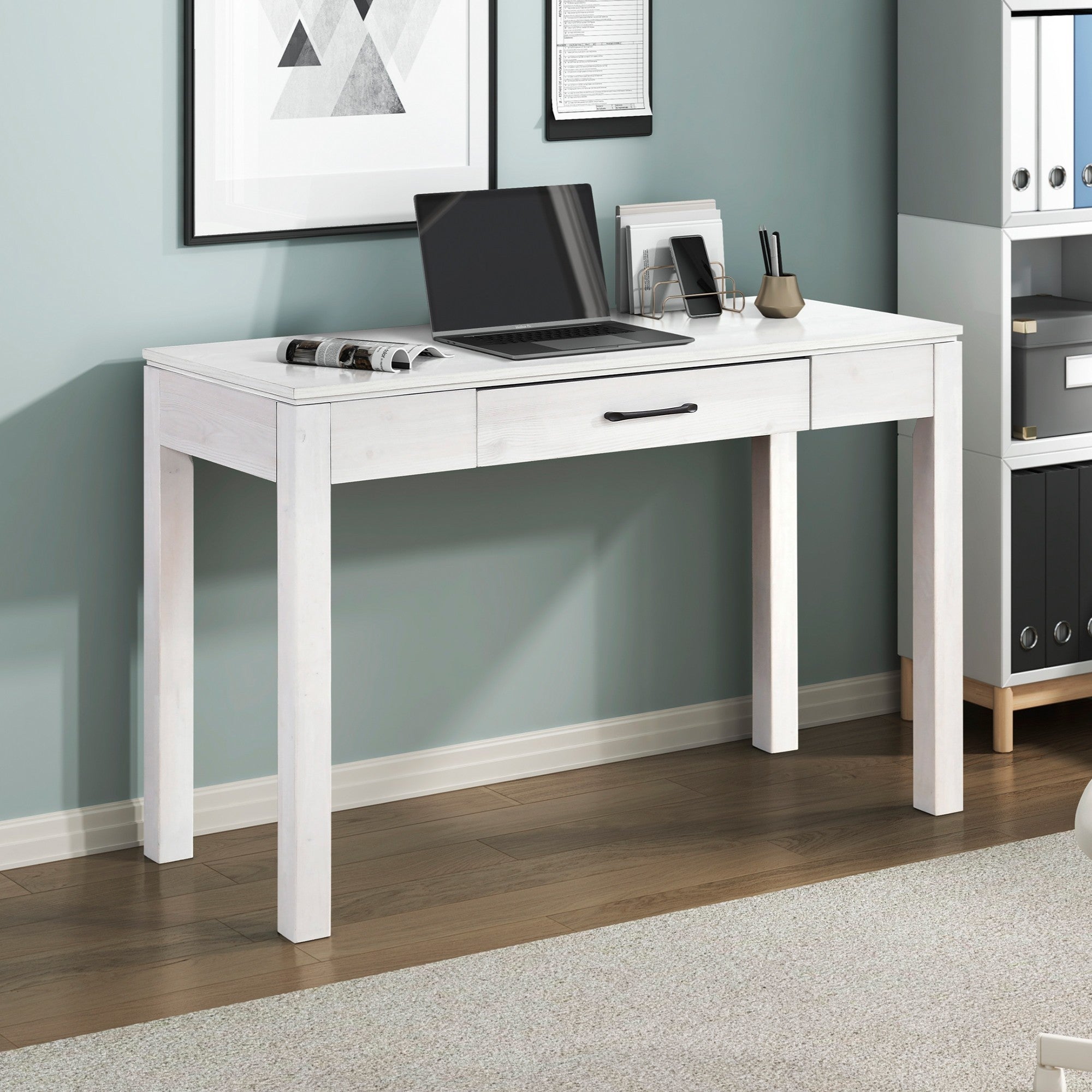 Writing Desk with Charging Station, 48 in, White