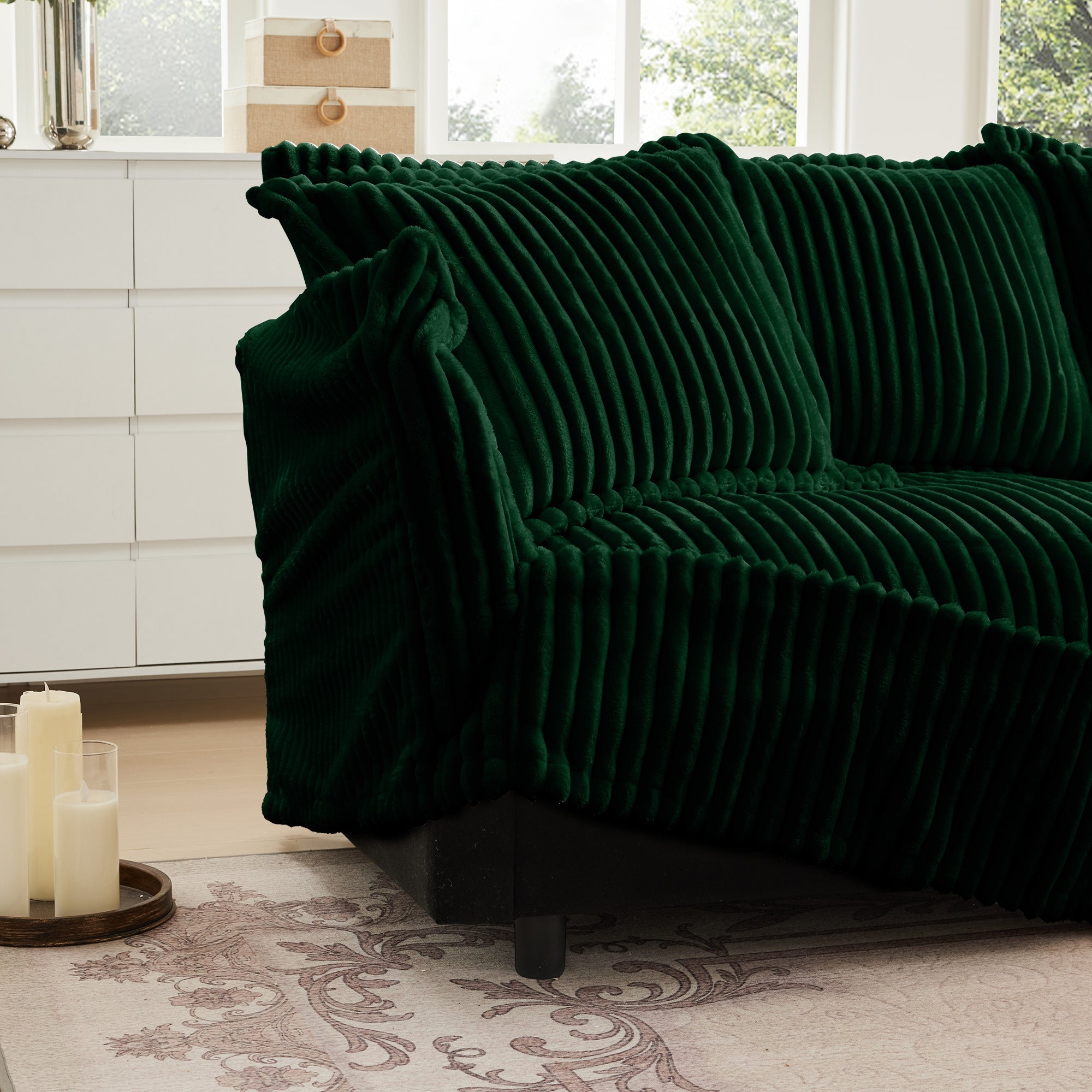 Fluffy 4-Seat Modular Sofa in Corduroy Emerald #OttOnly_2 #Fabric_Corduroy Emerald