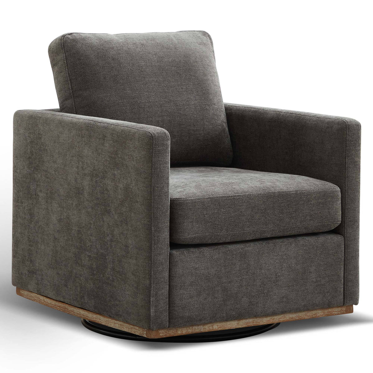 Charcoal Chenille Swivel Accent Chair