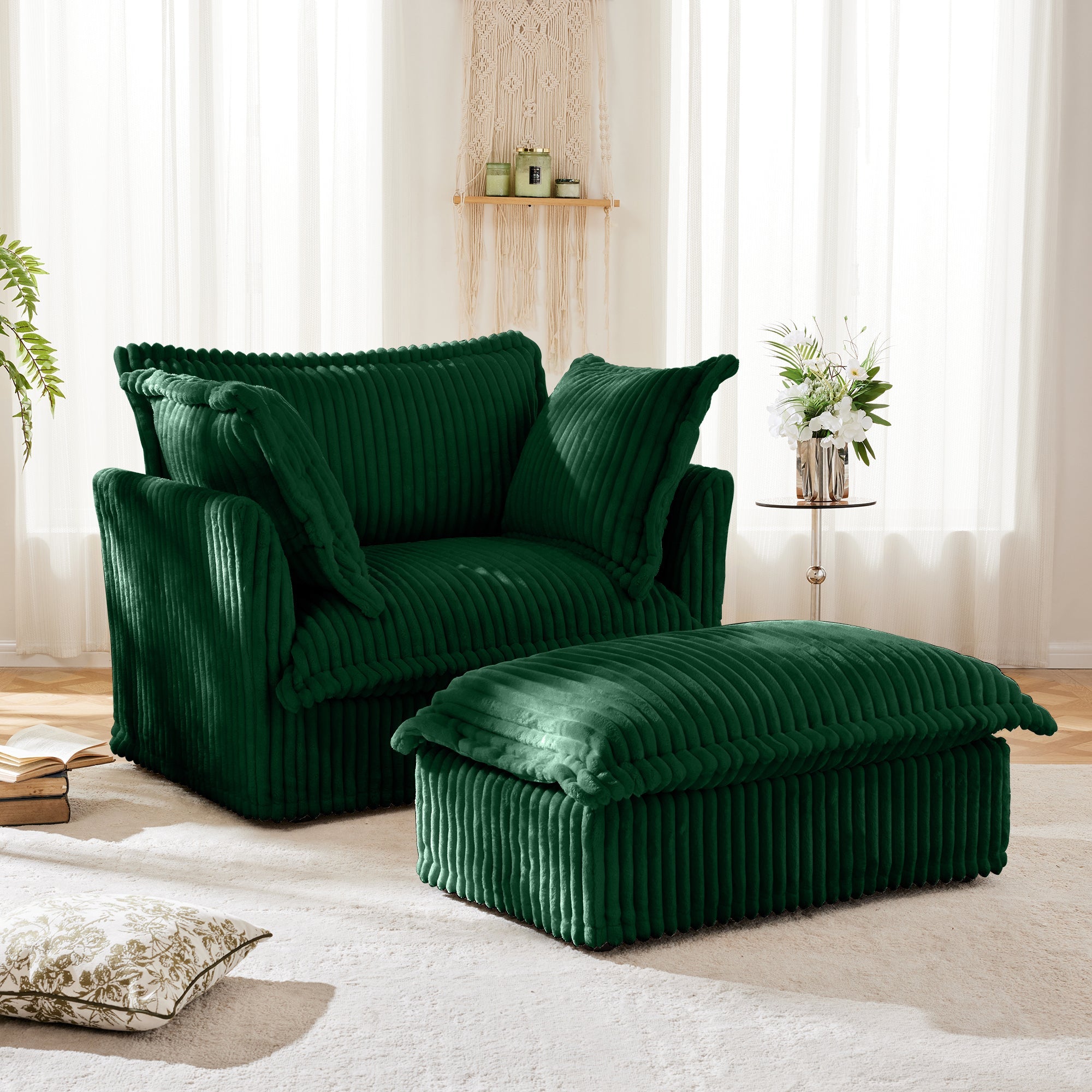 Fluffy Lounge Chair in Corduroy Emerald #Fabric_Corduroy Emerald