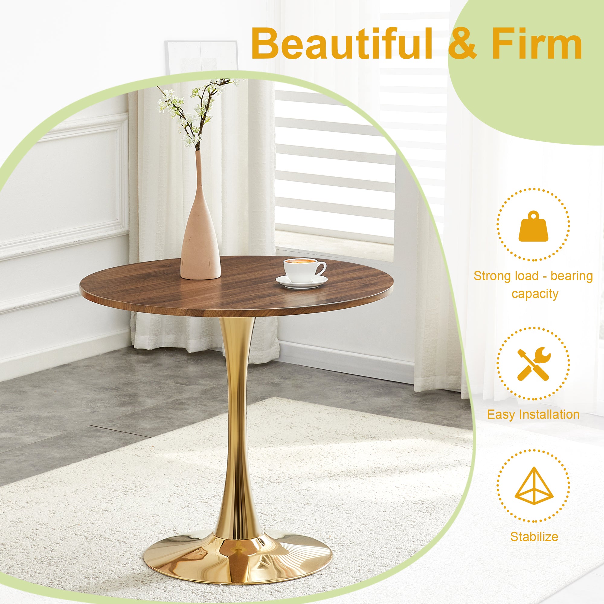 Feature graphic titled beautiful and firm listing strong load-bearing, easy installation and stability