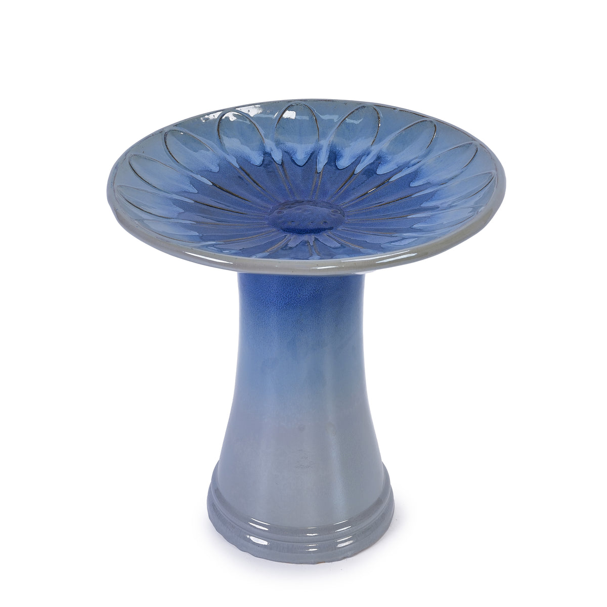 Blue Gray Ceramic Bird Bath