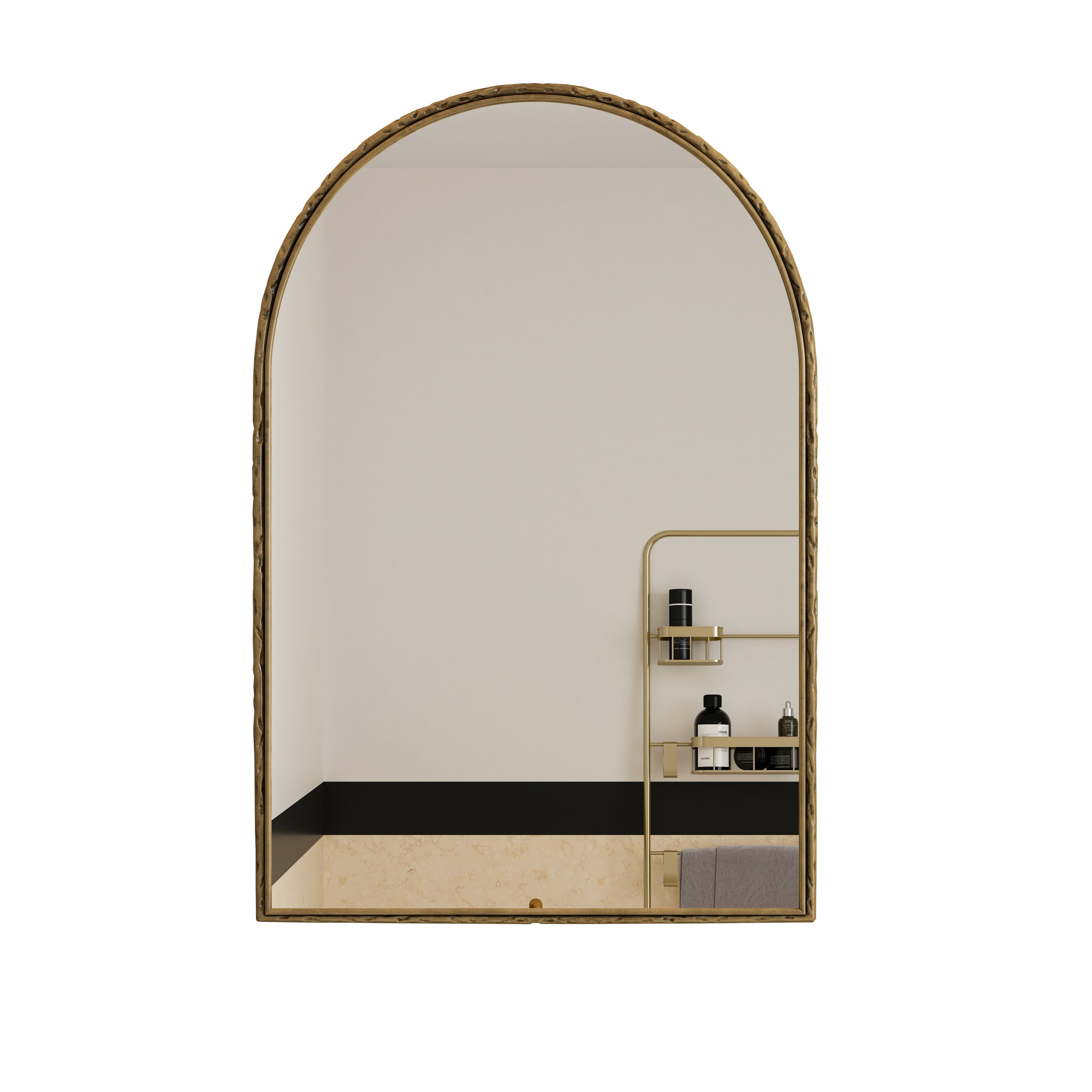 Gold Arched Wall Mirror with Shatterproof Glass