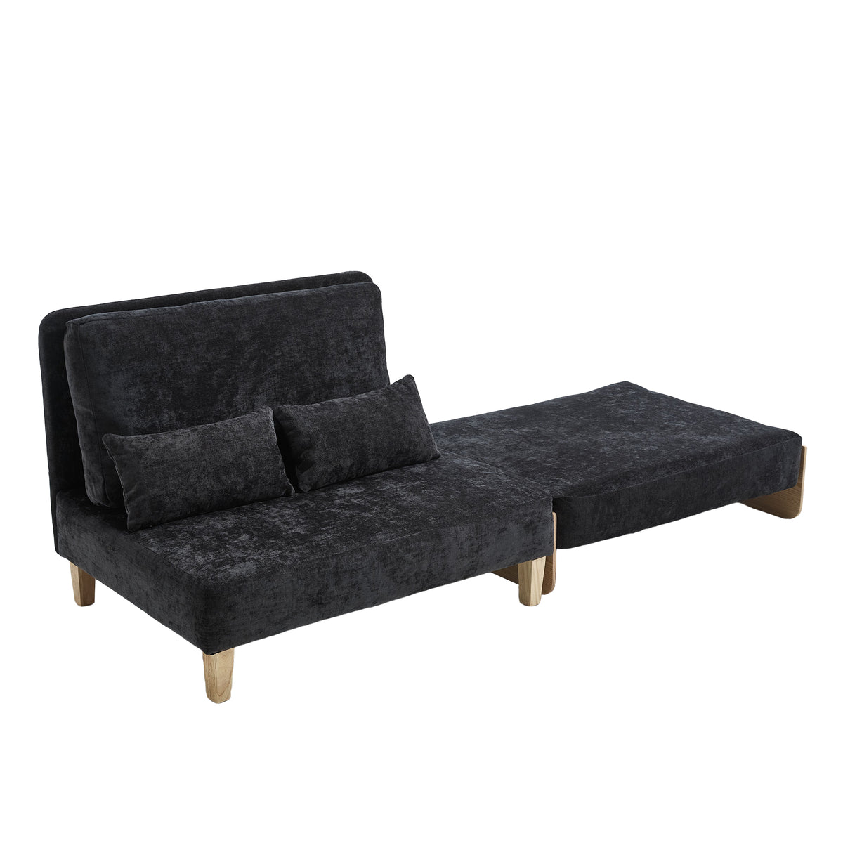 Black Chenille Futon, 37 in Wide