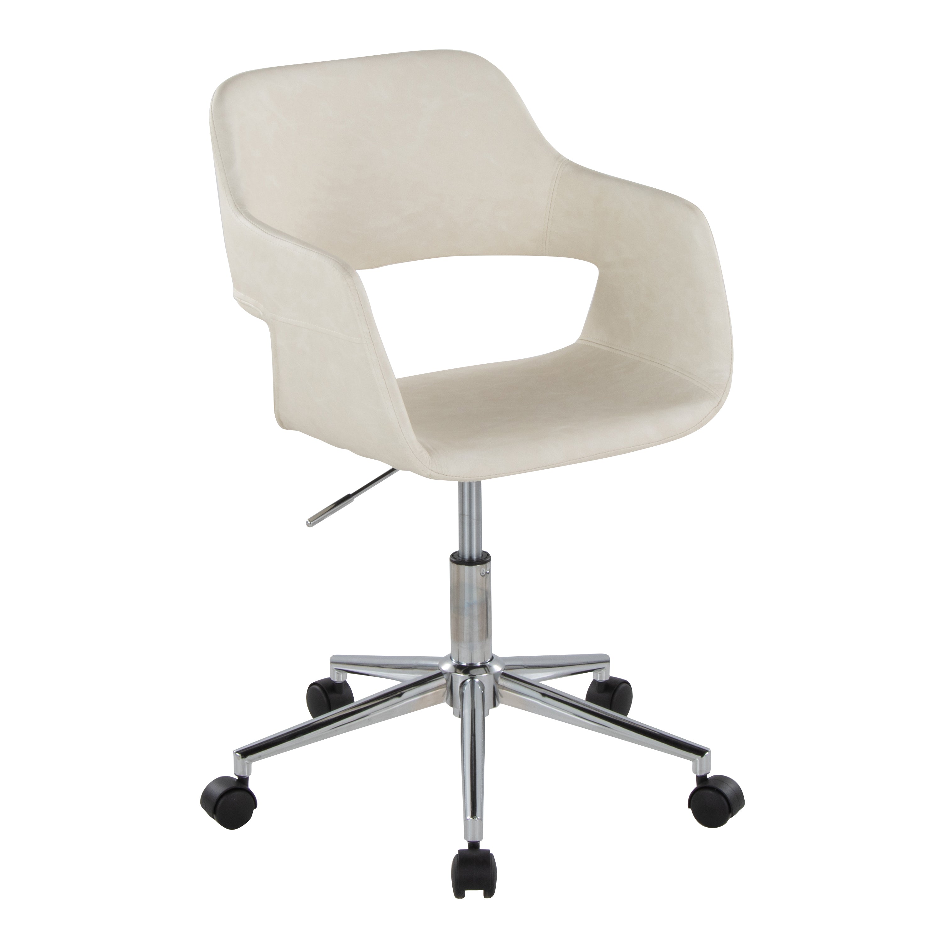 Contemporary Office Chair, 27.5 in, Cream, 34.5 in Tall