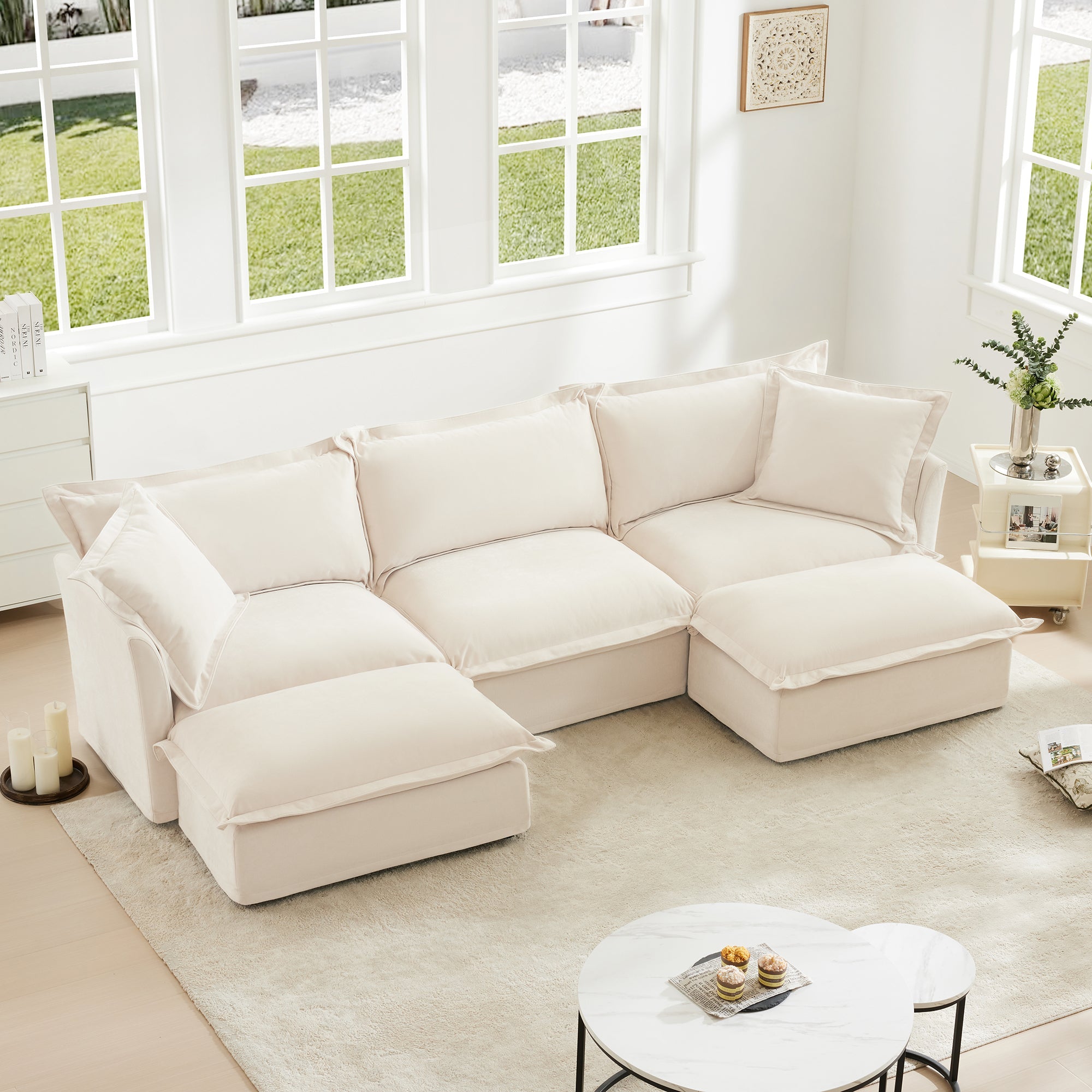 Fluffy 3-Seat Modular Sofa in Chenille Cream #OttOnly_2 #Fabric_Chenille Cream