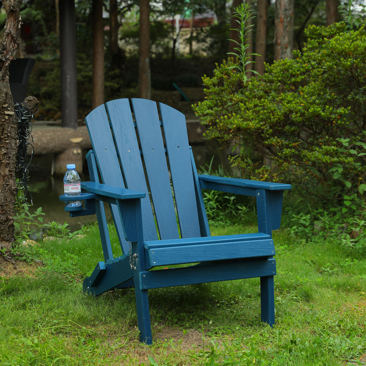 Navy Blue HDPE Folding Adirondack Chair
