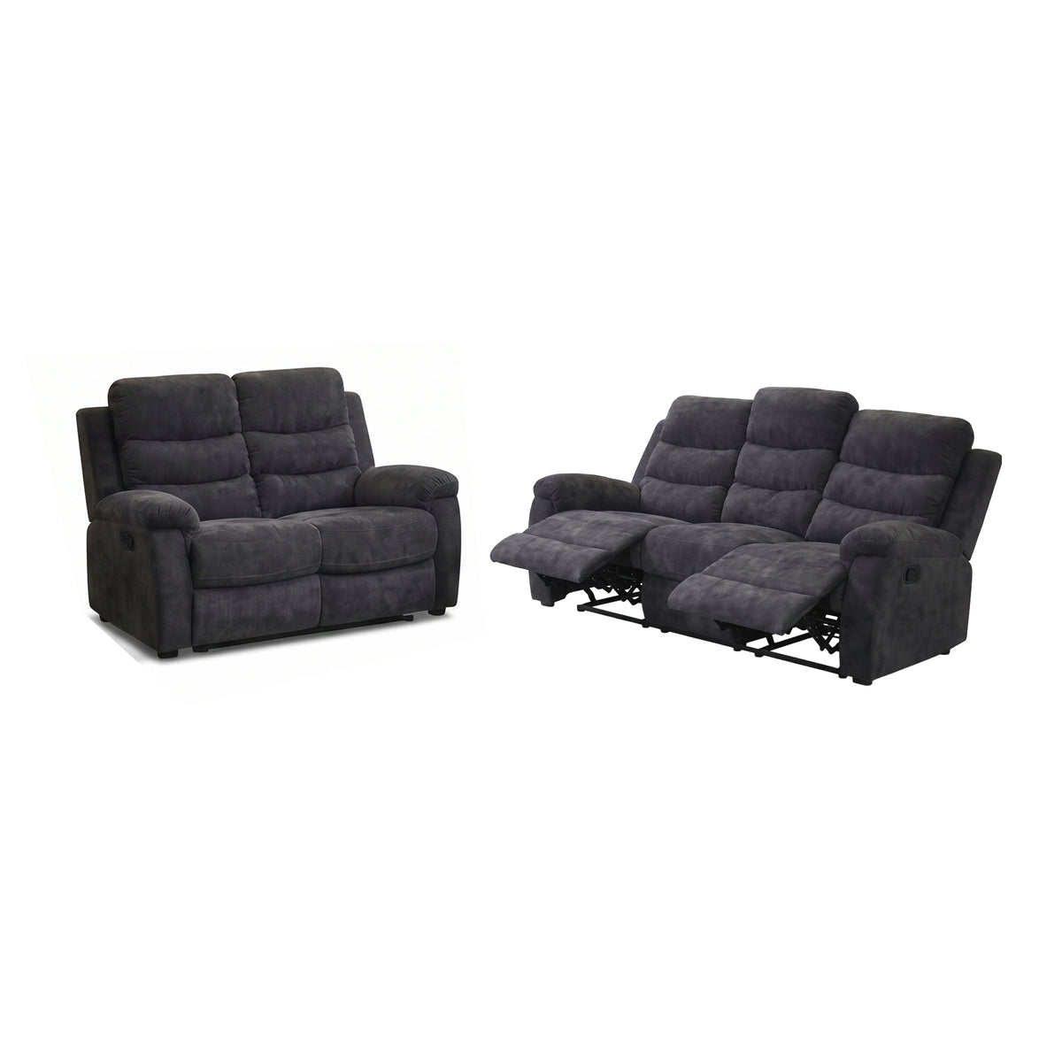 Dark Gray Reclining Sofa and Loveseat Set