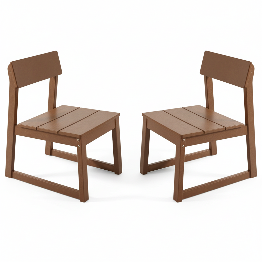 Brown HDPE Patio Chair, Set of 2