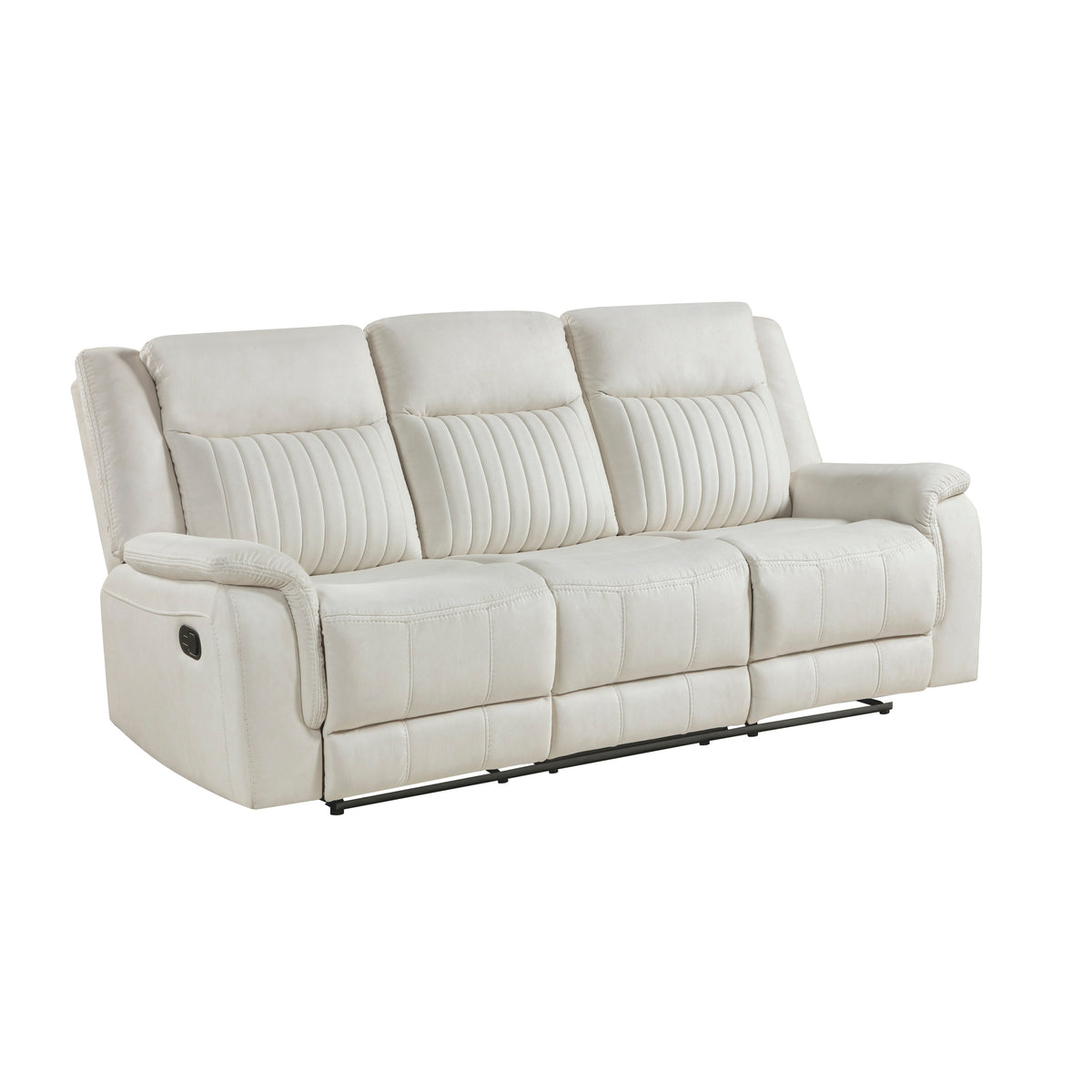 Beige Microfiber Reclining Sofa, 86 in Wide