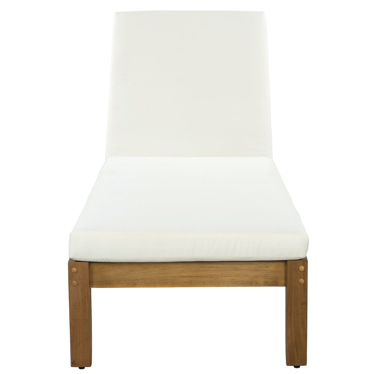 Natural Solid Wood Outdoor Chaise Lounge with Cushions