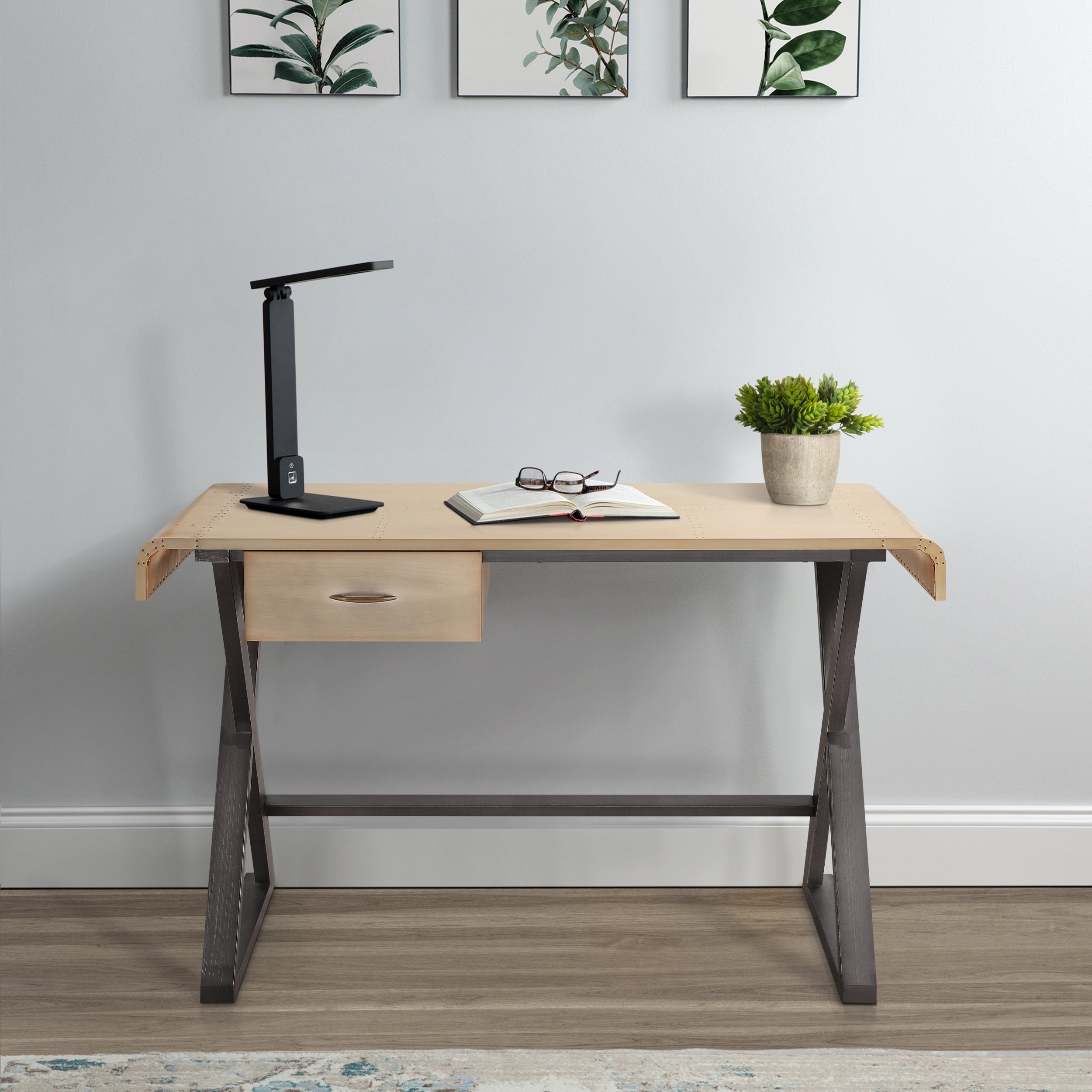 Writing Desk, 50.5 in, Gold