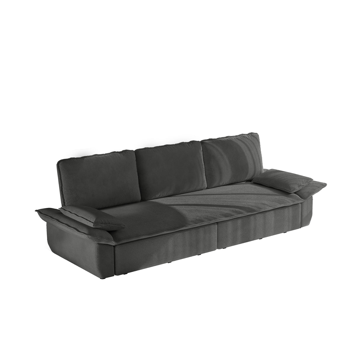 Gray Corduroy 3-Seat King Sleeper Sofa, 94.5 in Wide