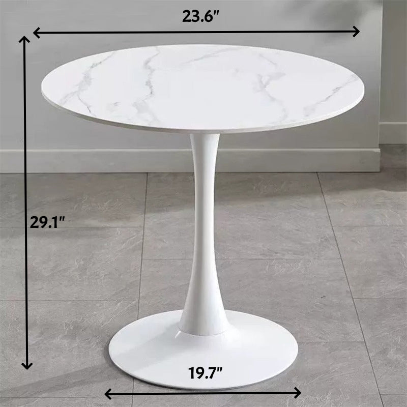 Dimension diagram of the tulip bistro table: 23.6 inch top, 29.1 inch height, 19.7 inch base