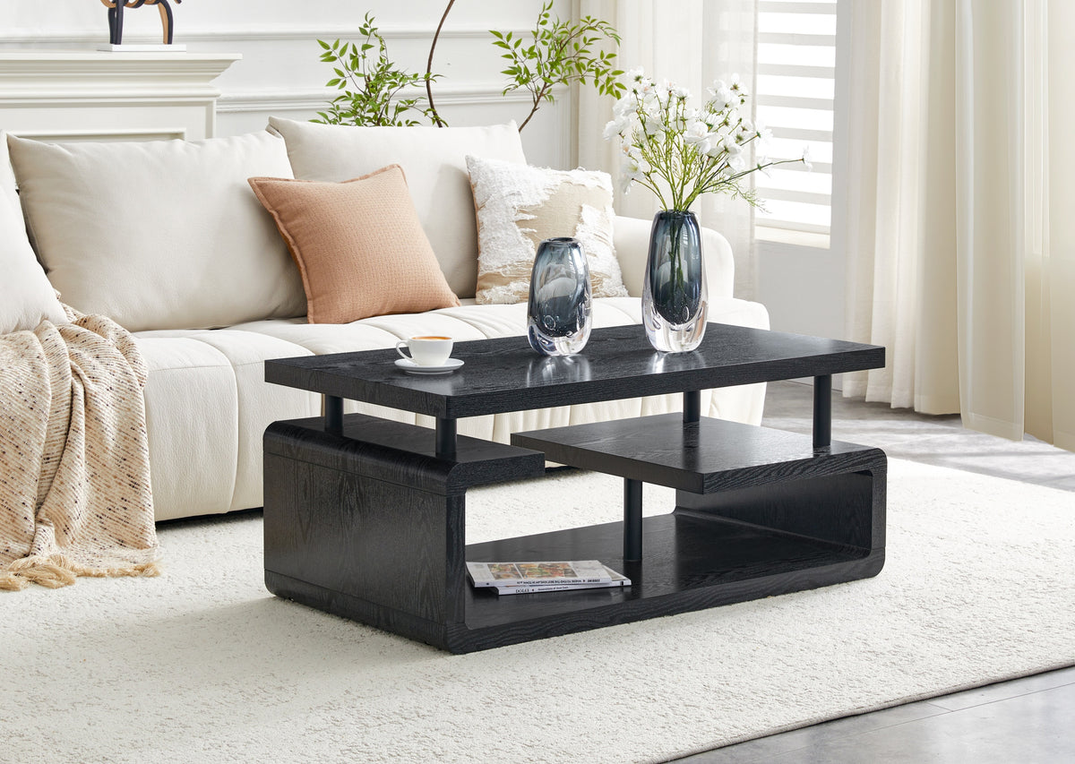 Black Coffee Table with Storage, 43.5 in