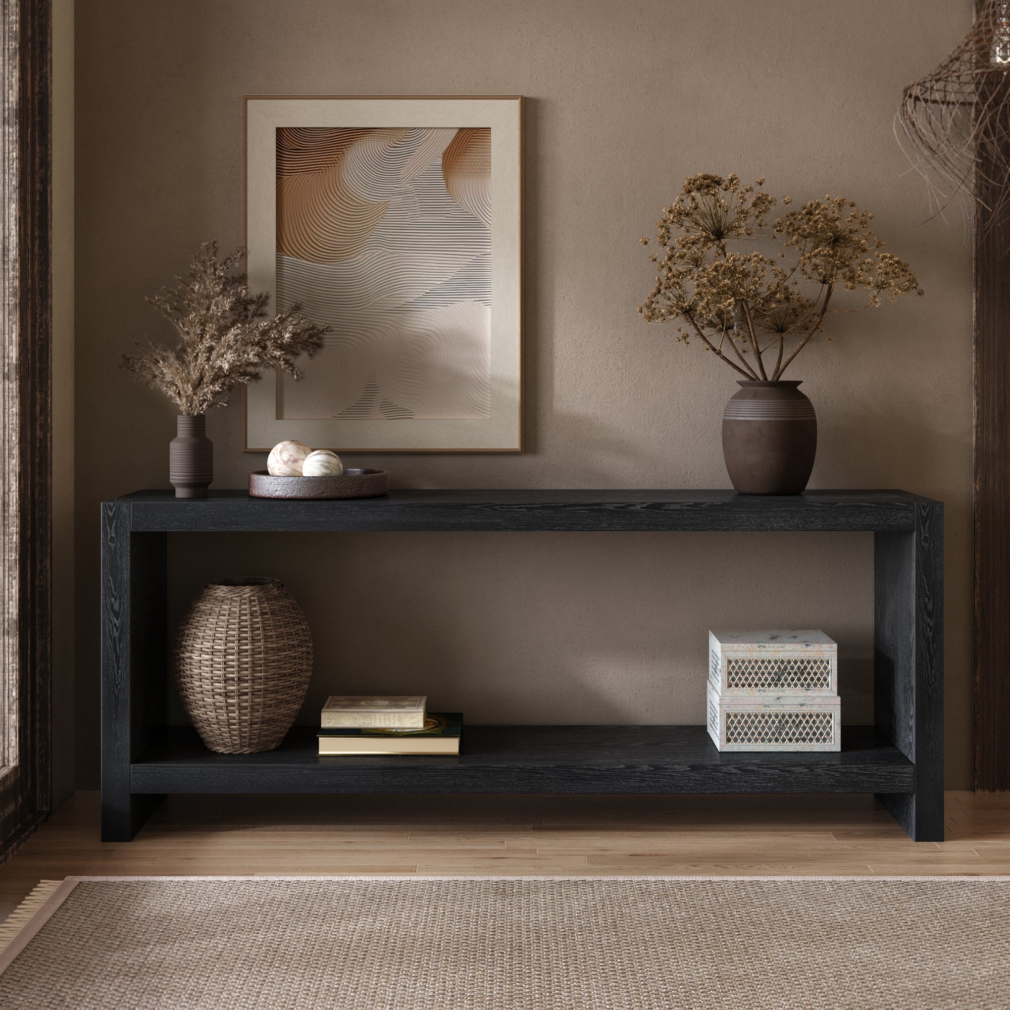 Farmhouse Office Desk, 63 in, Black