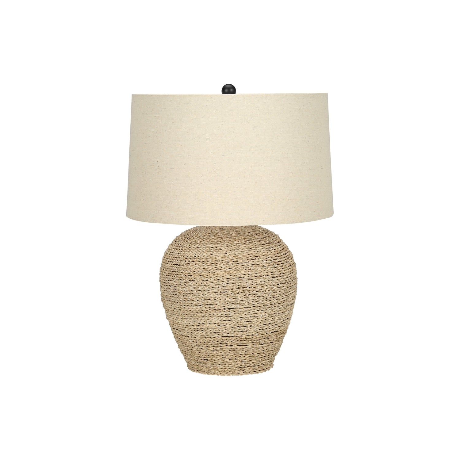 Table Lamp with Linen Shade and Rattan Base in Beige
