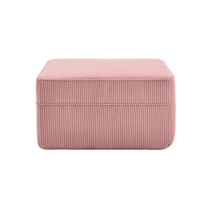 studio shot of the boneless ottoman from the boneless couch as a standalone product showing the corduory upholstery. 