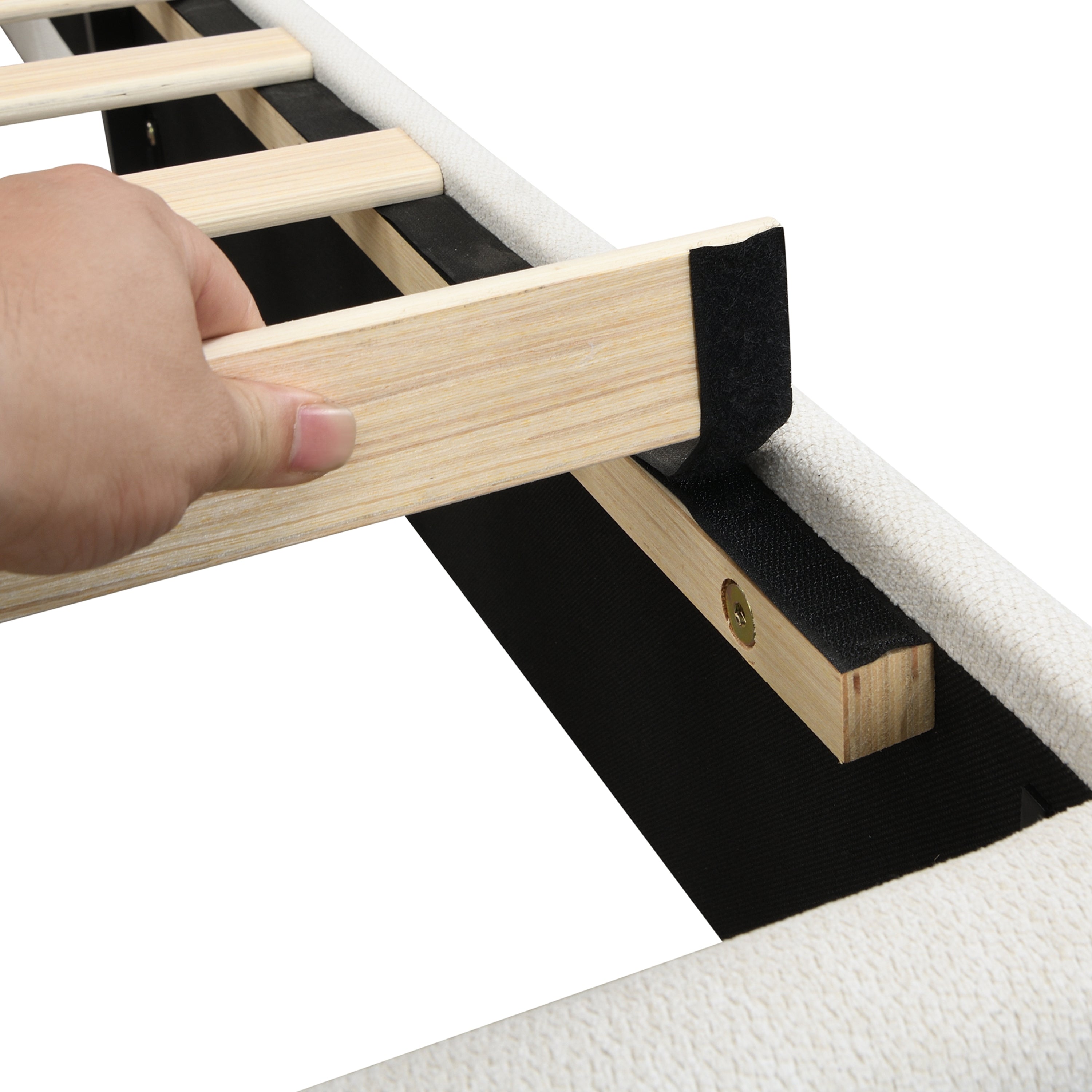 Close-up of frame corner seam and stitching detail