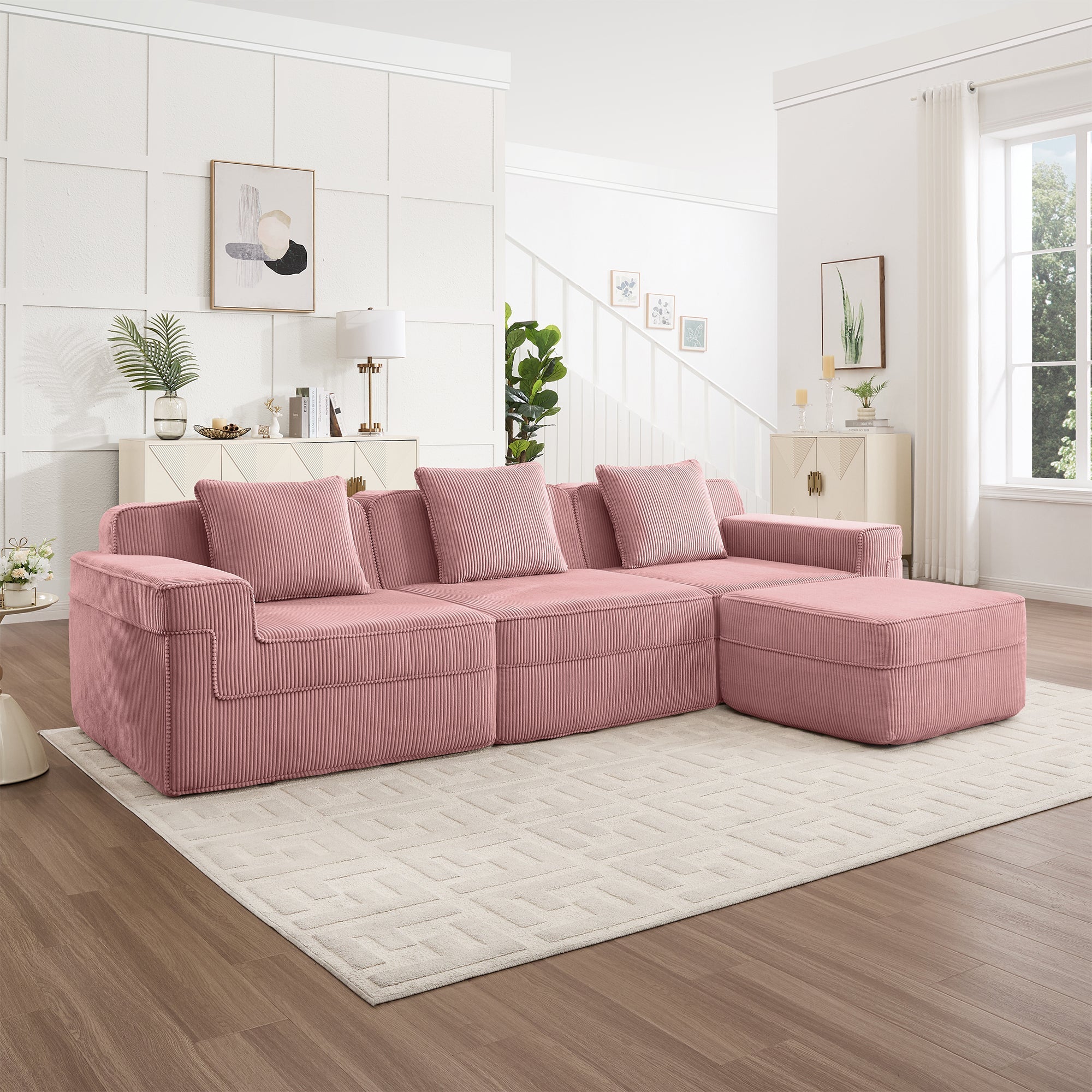 Hudson 3-Seat Boneless Couch in Pink #OttOnly_1 #Color_Pink