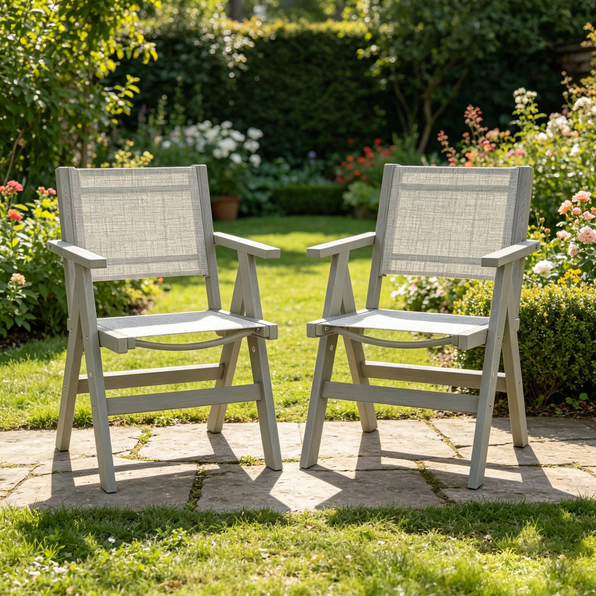 Light Gray Outdoor Dining Chair, Set of 2