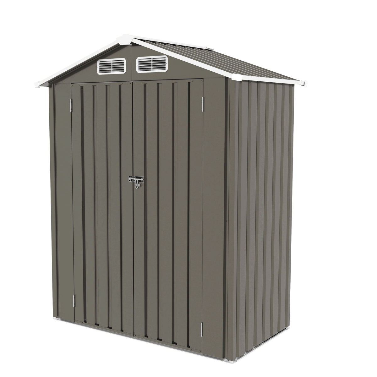 3x5 ft Gray Metal Storage Shed with Lockable Doors