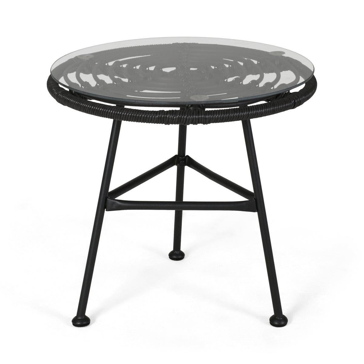 Gray Metal Outdoor Side Table, 18.5 in Tall