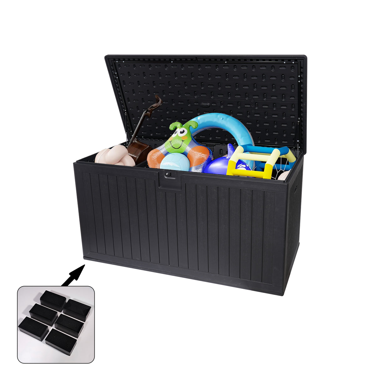 230 Gallon Black Resin Deck Box Lockable, 32.7 in Tall
