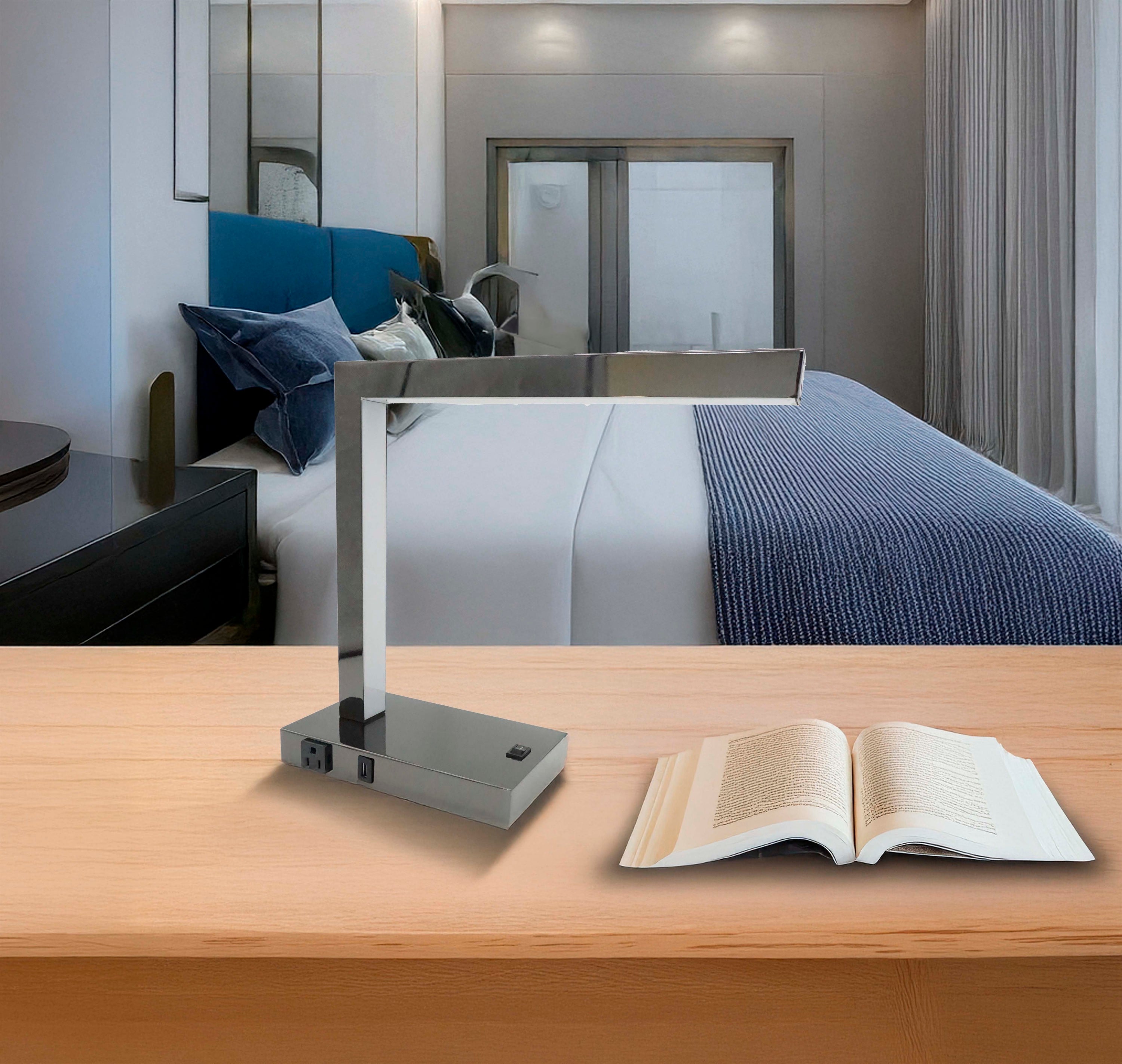 Desk Lamp with Integrated LED, Pewter Finish
