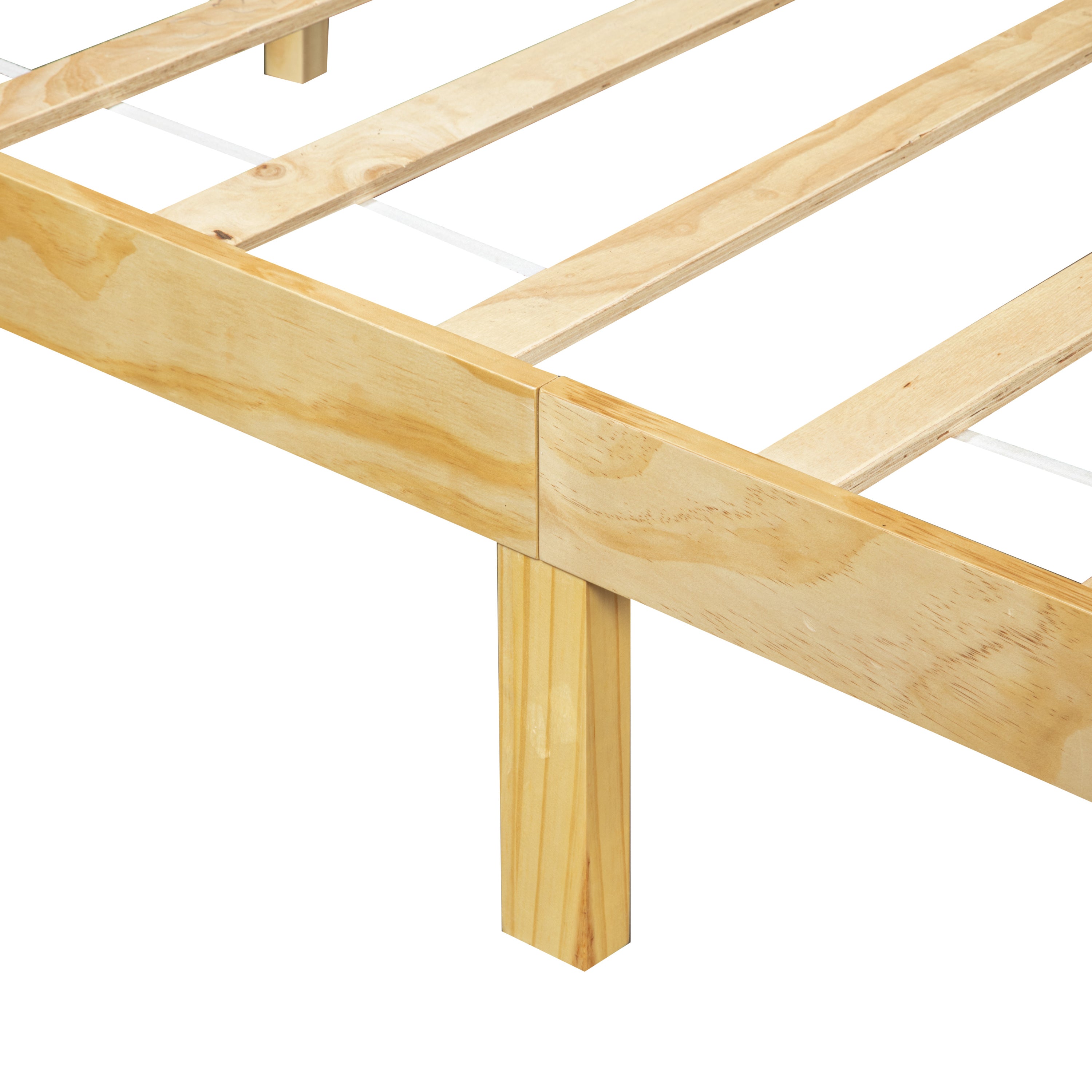 Close-up of a natural pine side rail corner joint and leg #Color_Natural