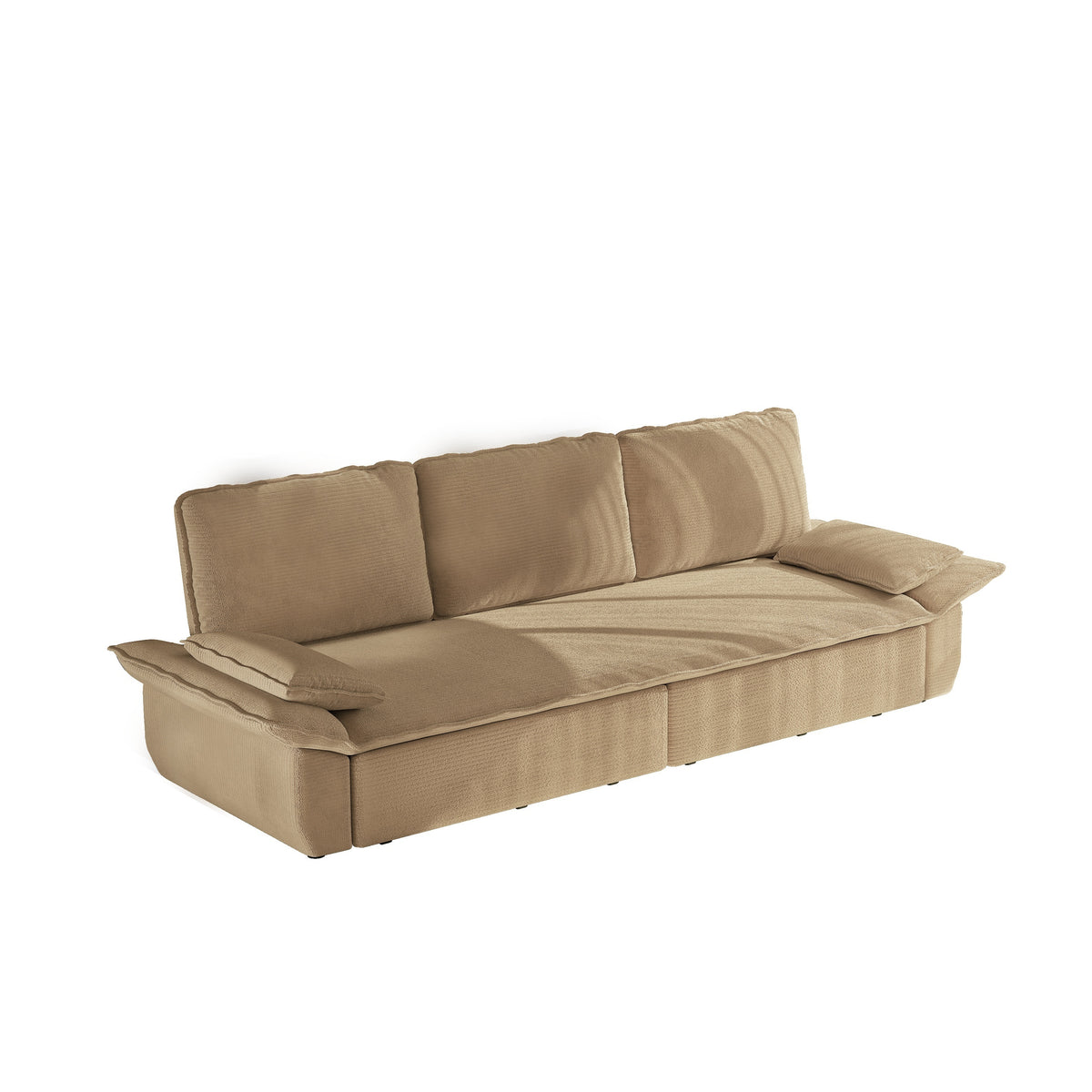 Camel Corduroy 3-Seat King Sleeper Sofa, 94.5 in Wide