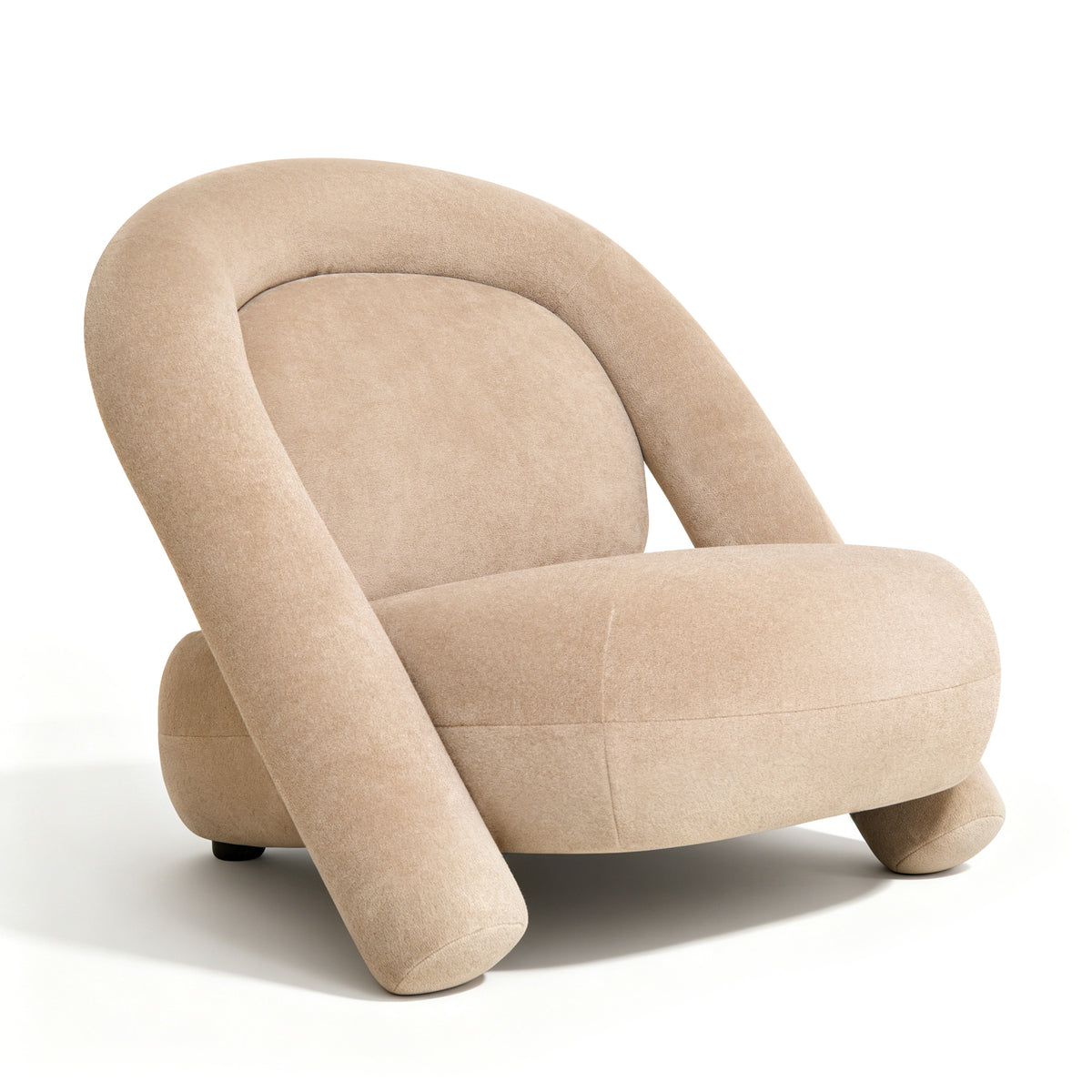 Beige Velvet Accent Chair, 32.3 in Wide
