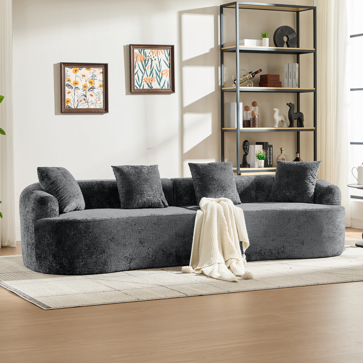 Gray Chenille Loveseat, No Assembly